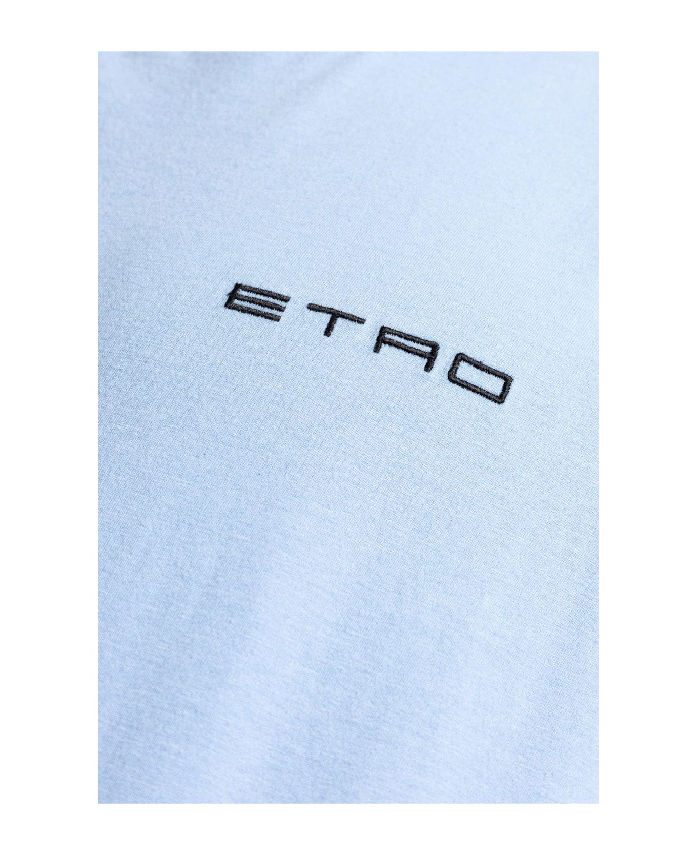 Etro Logo Embroidered Crewneck T-shirt - Clear Blue