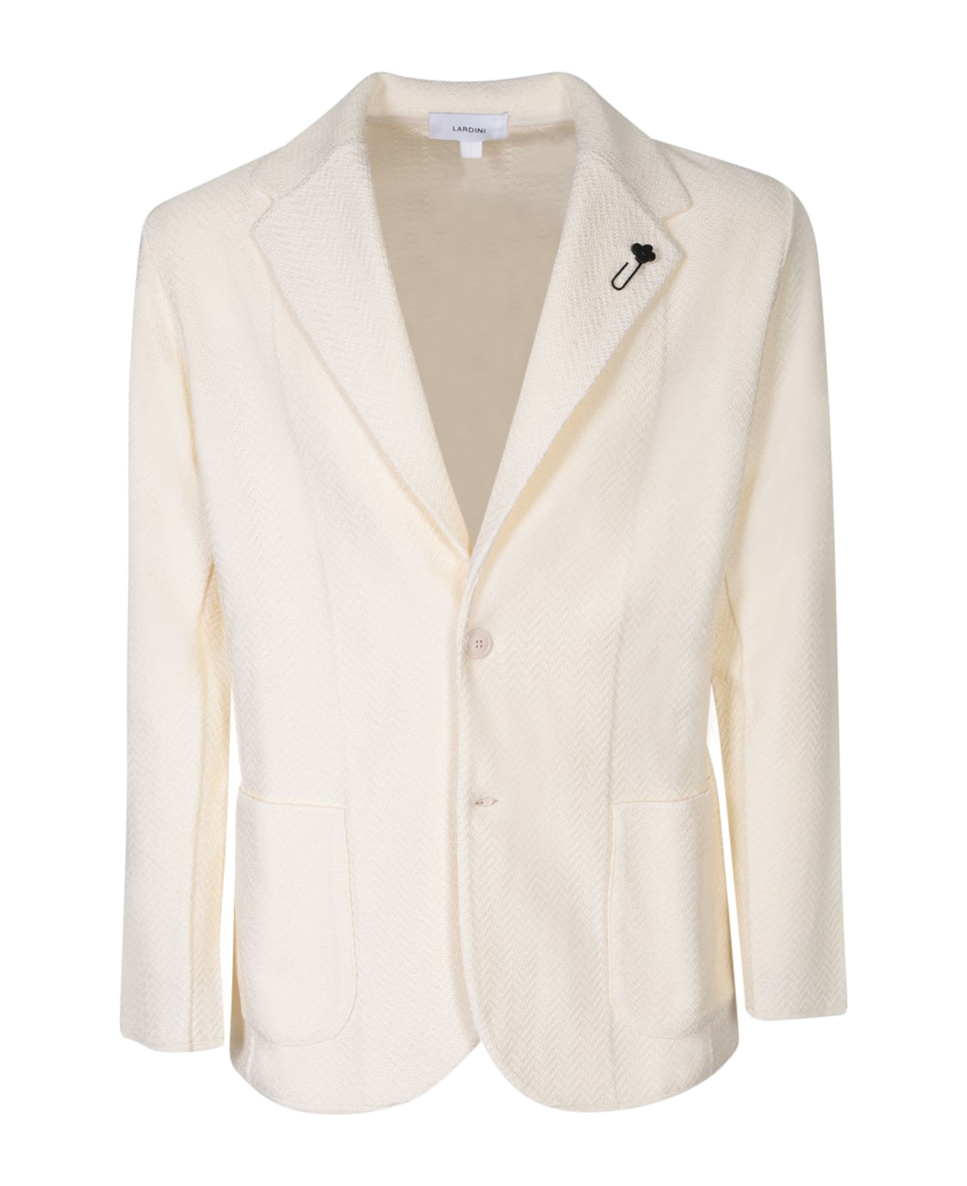 Lardini Herringbone Ivory Cardigan Style Jacket - White