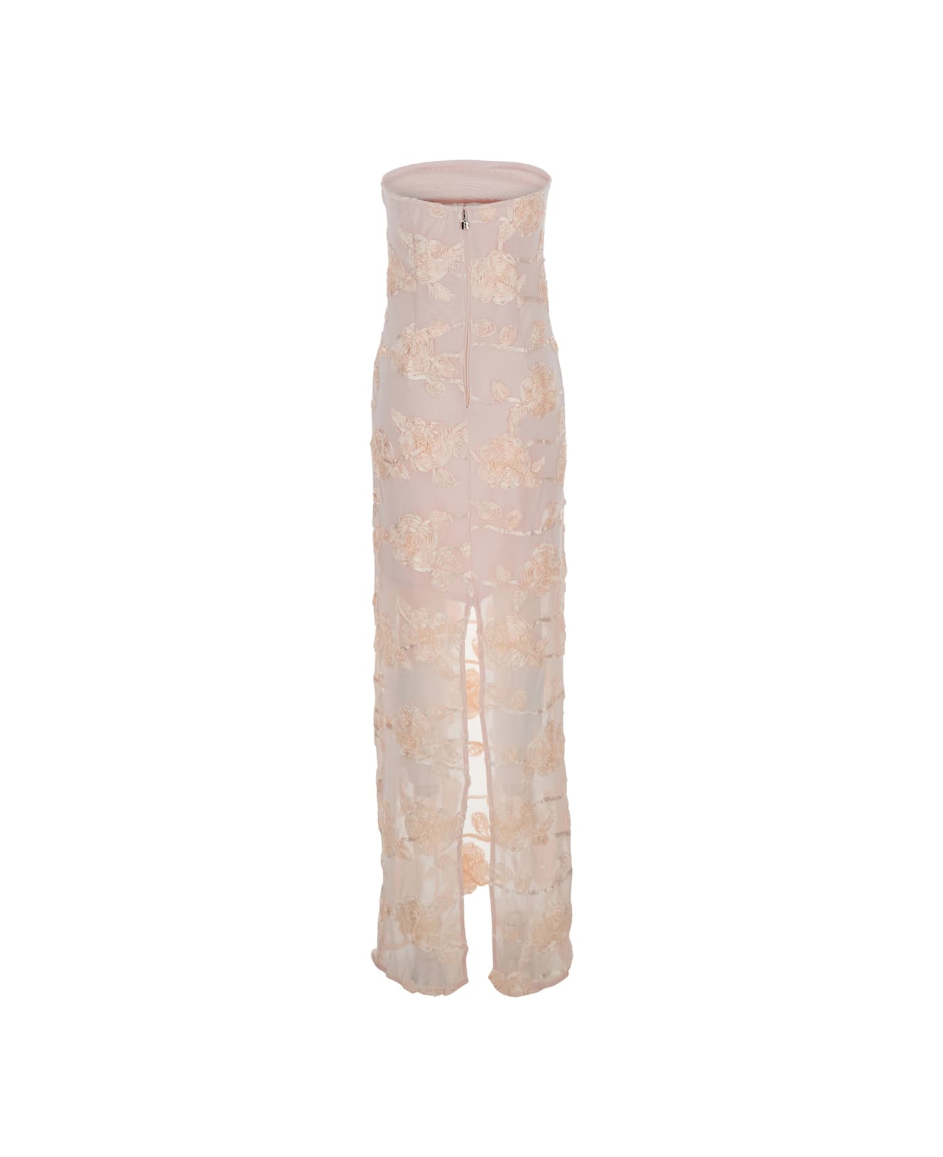 Rotate by Birger Christensen Pink Off-shoulder Sleeveless Long Dress With All-over Floral Embroidey And Rear Single Slit In Tech Fabric Stretch Woman - Non definito ワンピース＆ドレス
