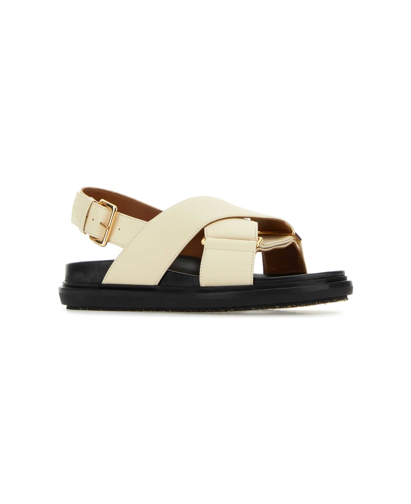 Marni Ivory Leather Fussbett Sandals - SILKWHITE