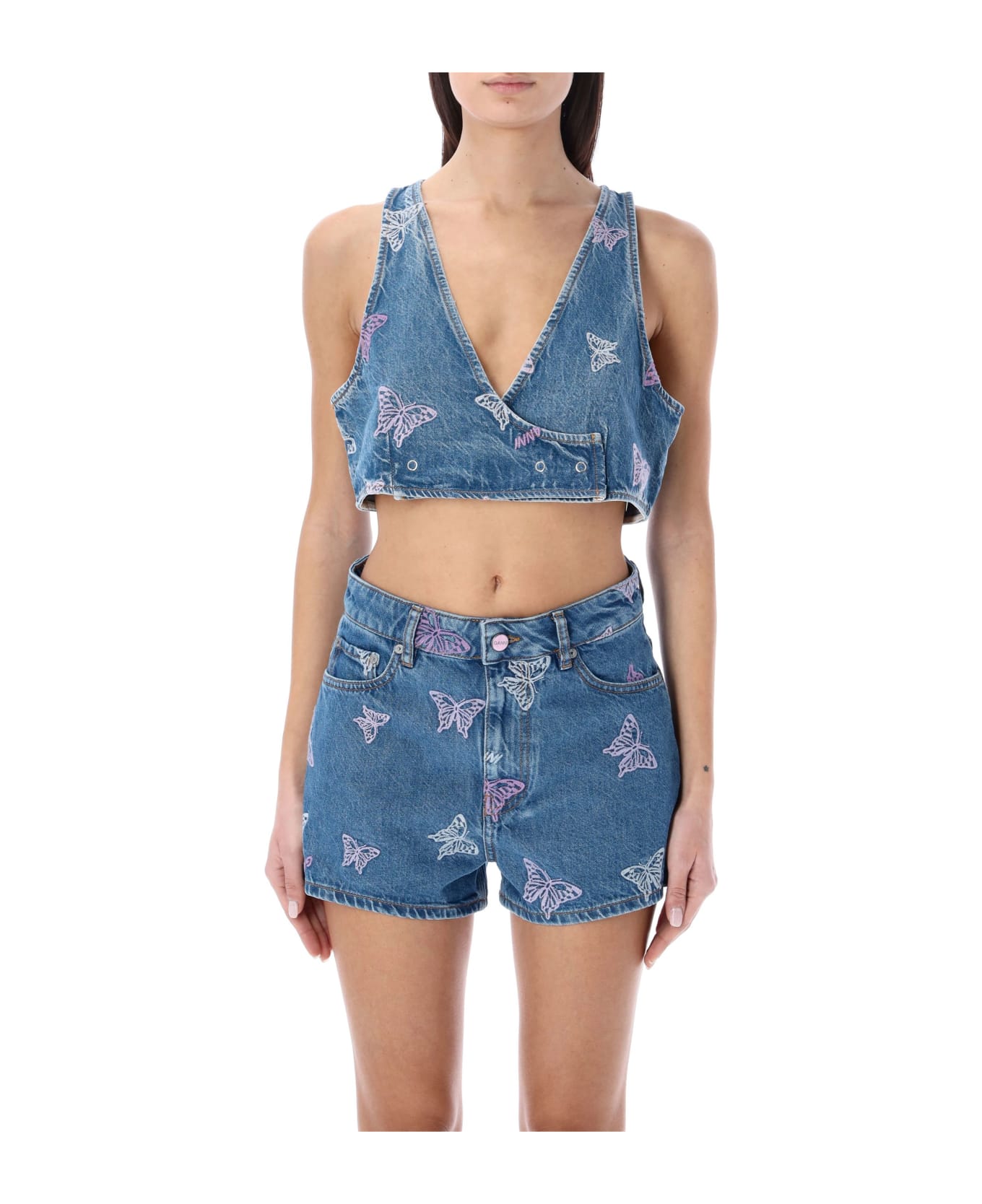 Ganni Butterfly Denim Top