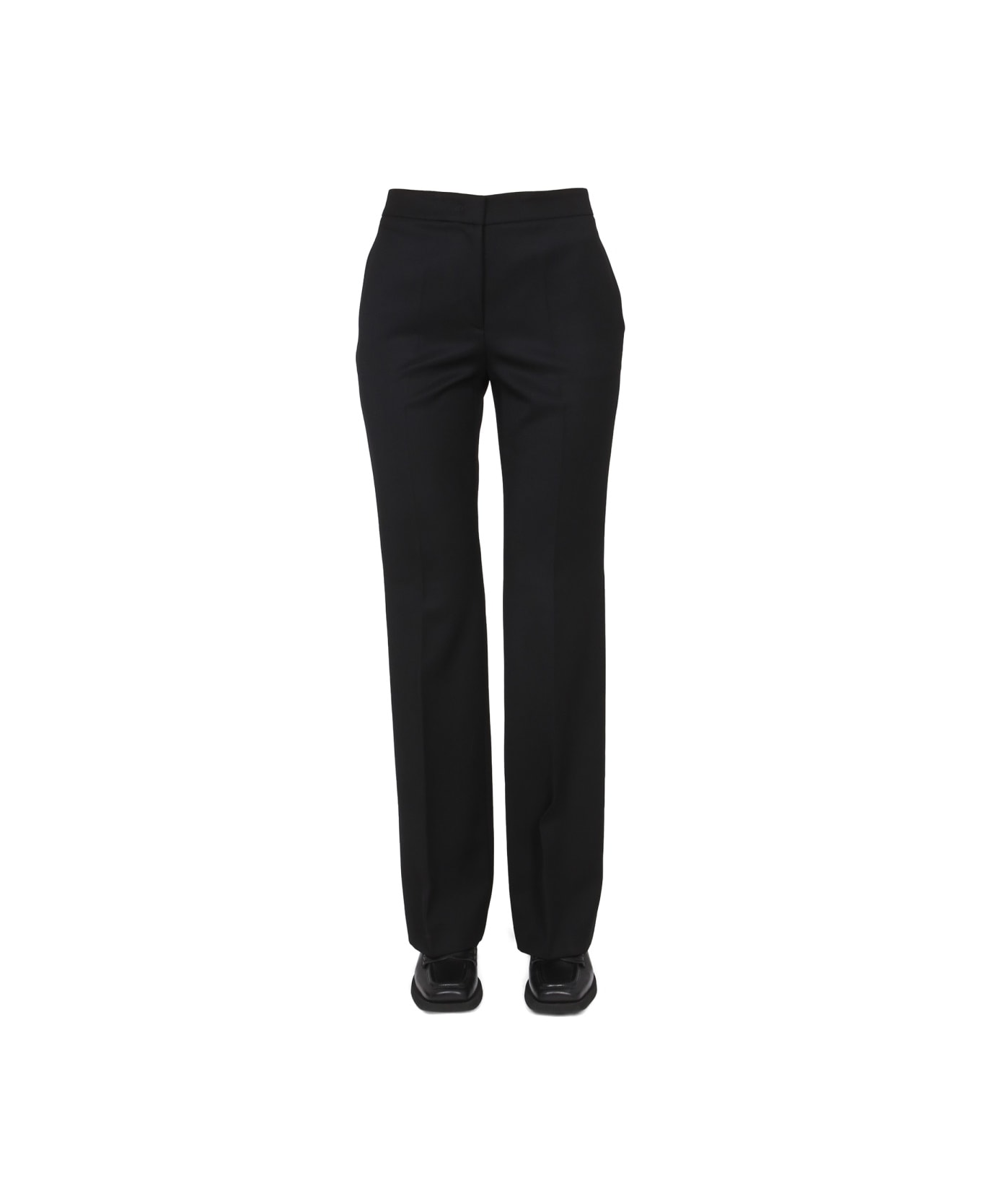 Moschino Wool Grain De Poudre Pants - BLACK