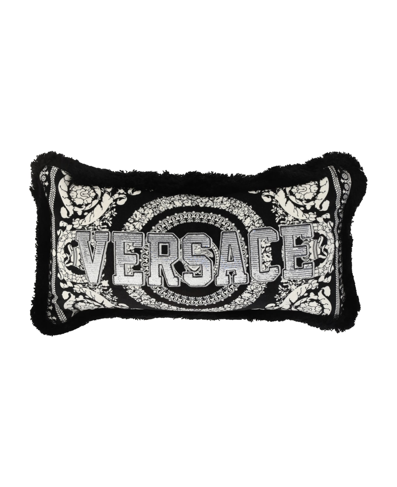 Versace Rectangular Pillow - Nero/bianco クッション