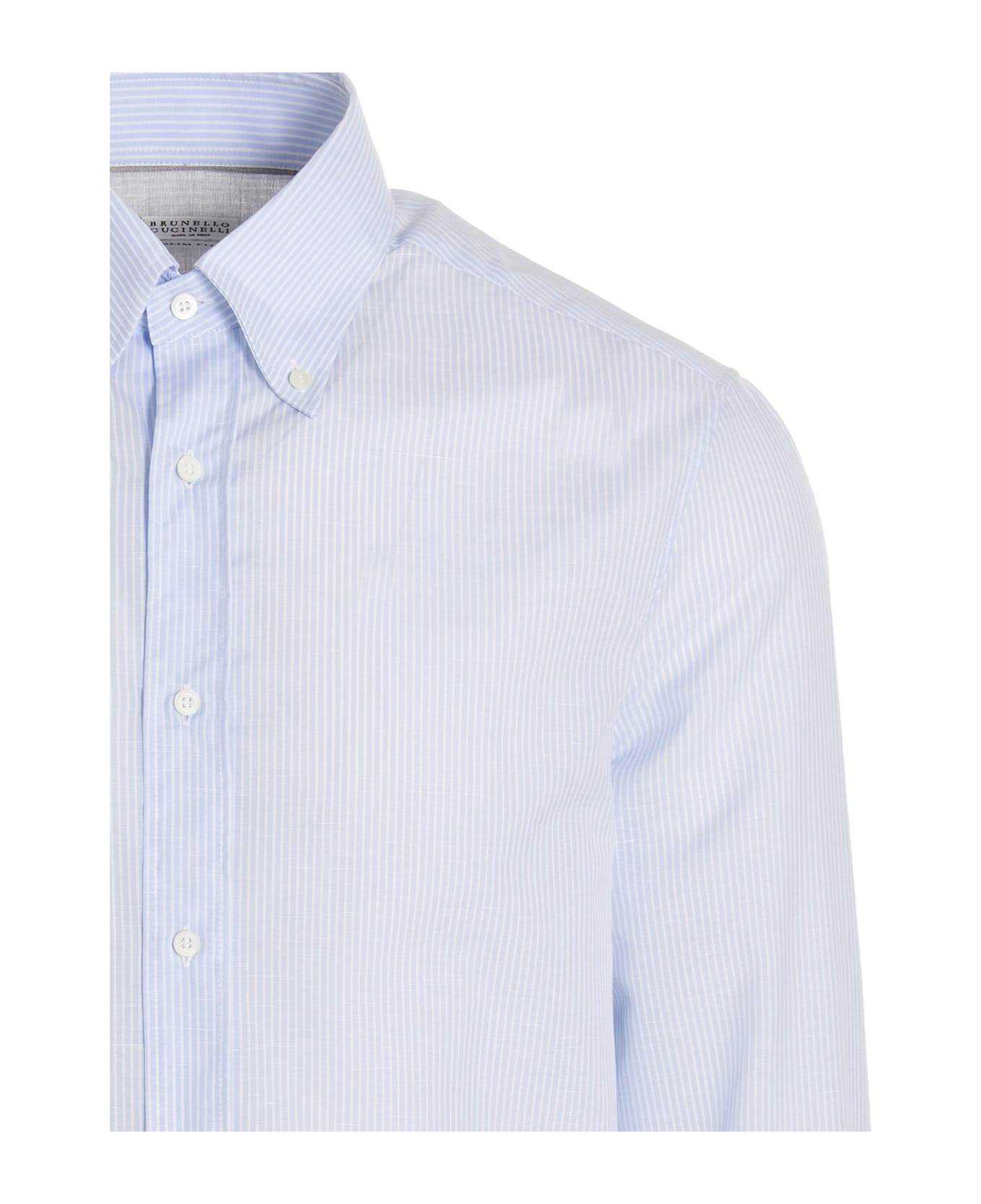 Brunello Cucinelli Striped Cotton Shirt - Light Blue