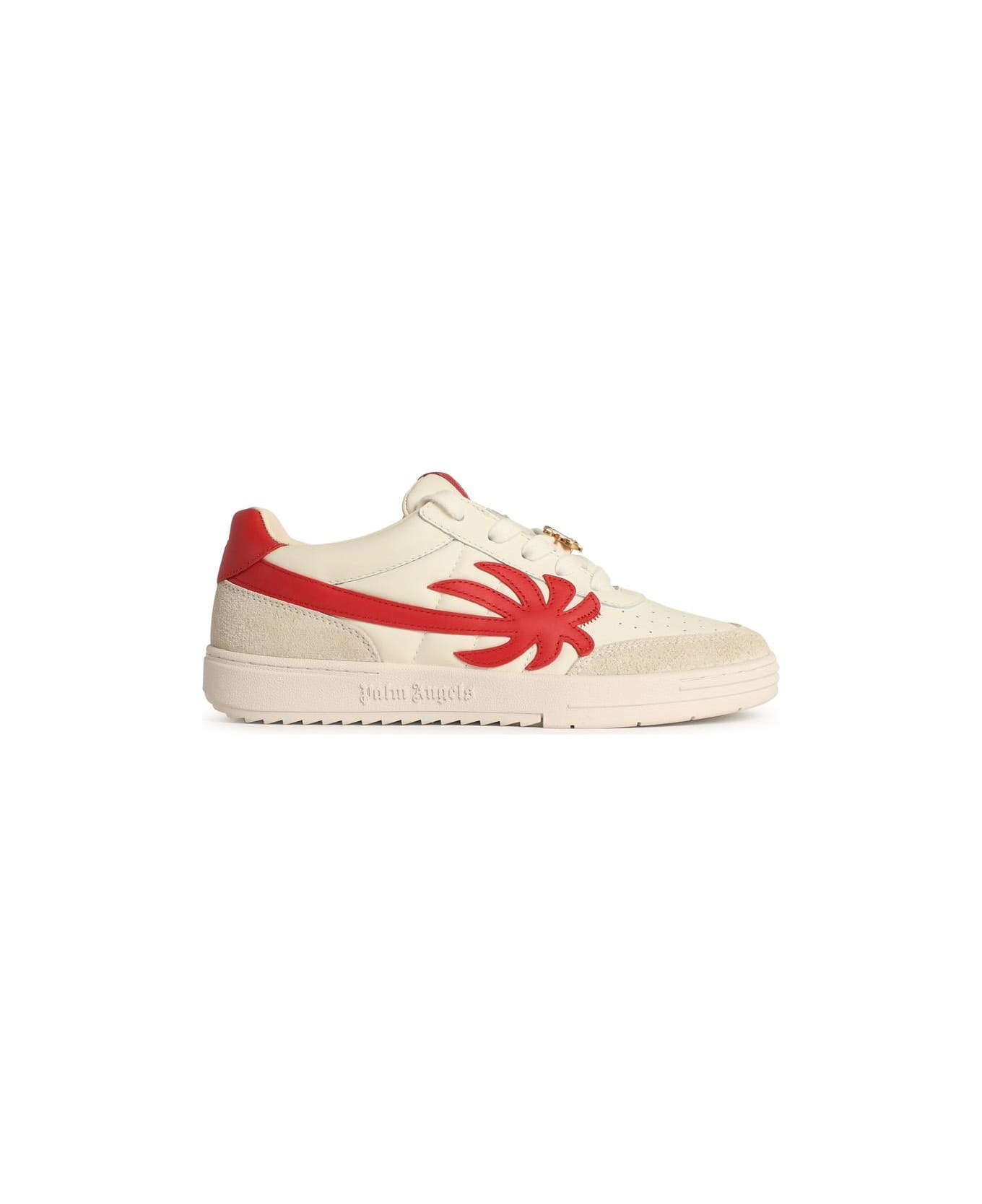 Palm Angels 'palm' White Leather Sneakers - White