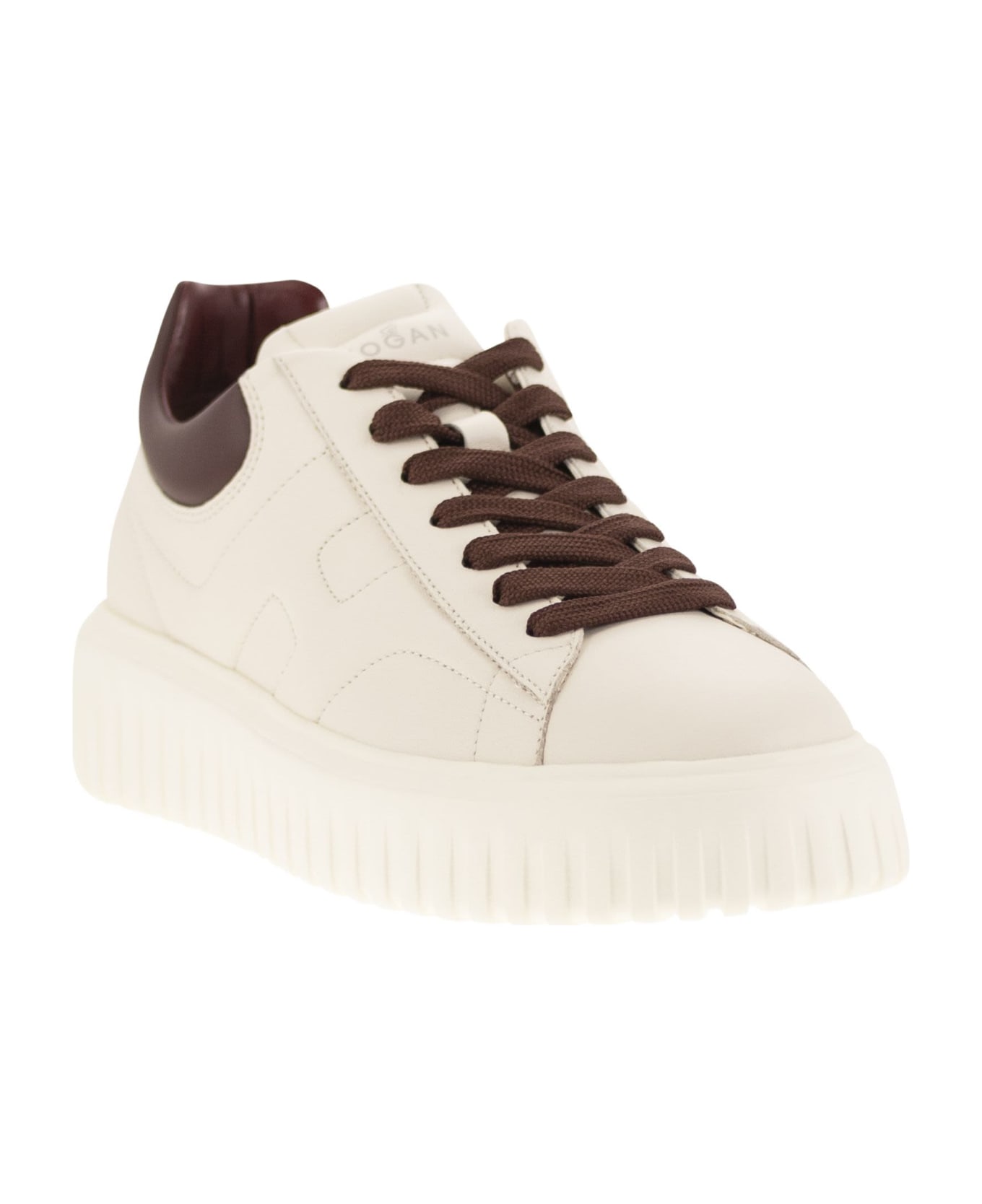 Hogan Sneakers H-stripes In Pelle - White/brown