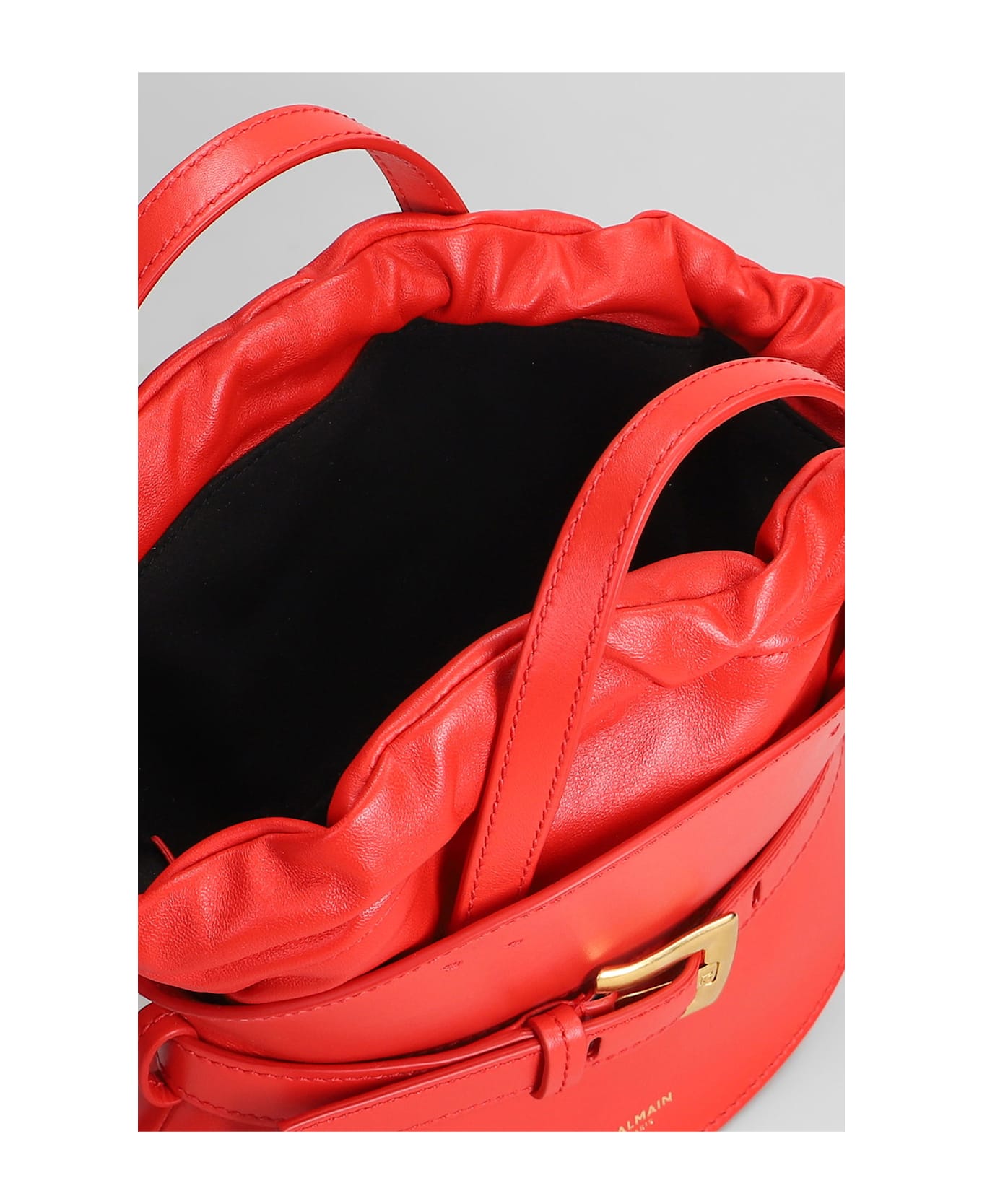 Balmain Shuffle Mini Shoulder Bag In Red Leather - red