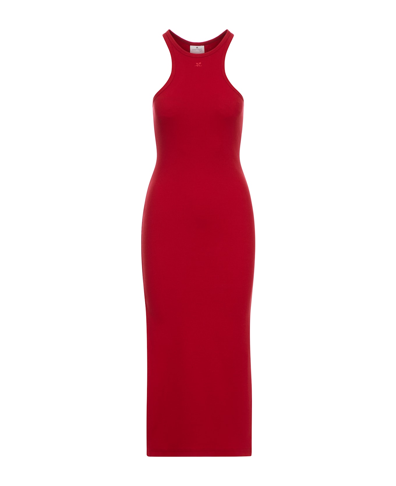 Courrèges Long Jersey Dress With Side Split - Red