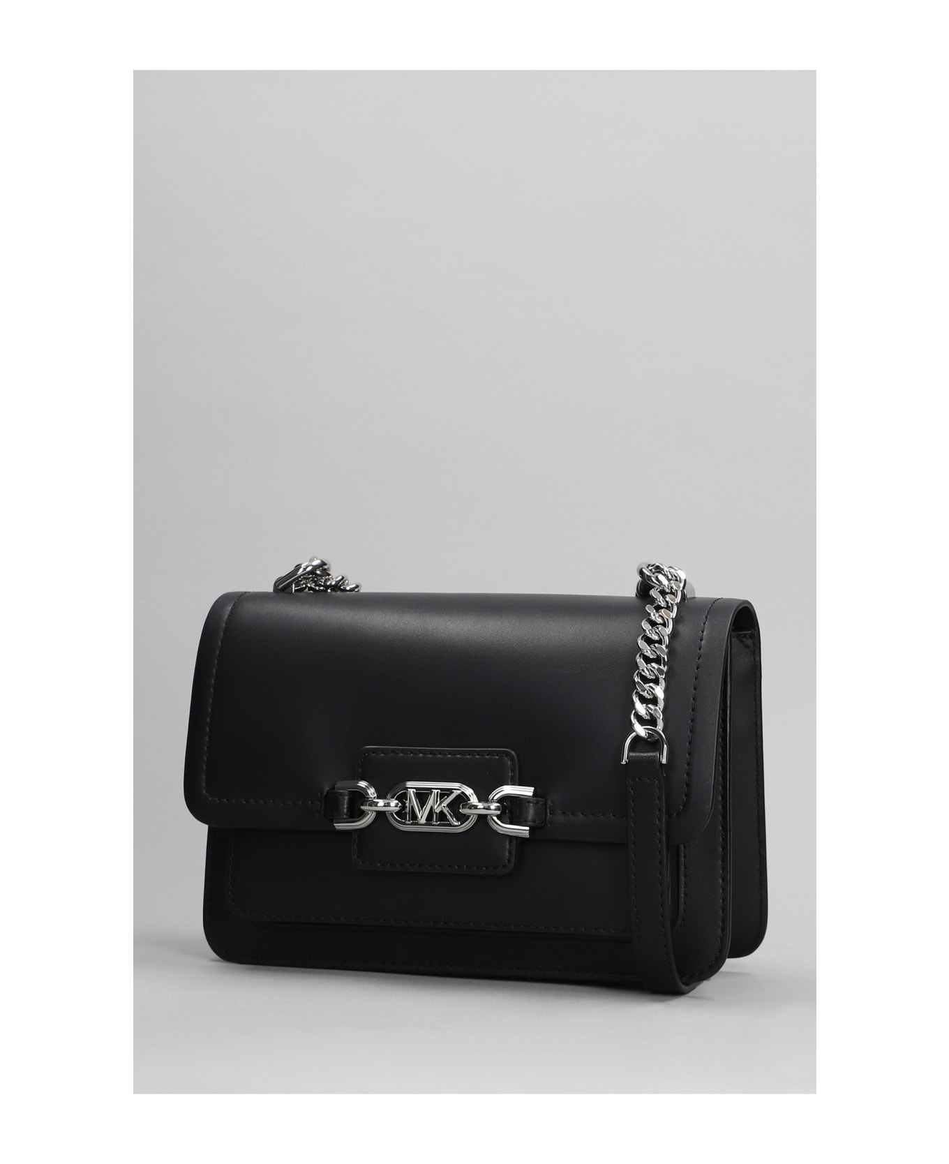 Michael Kors Heater Shoulder Bag In Black Leather - black
