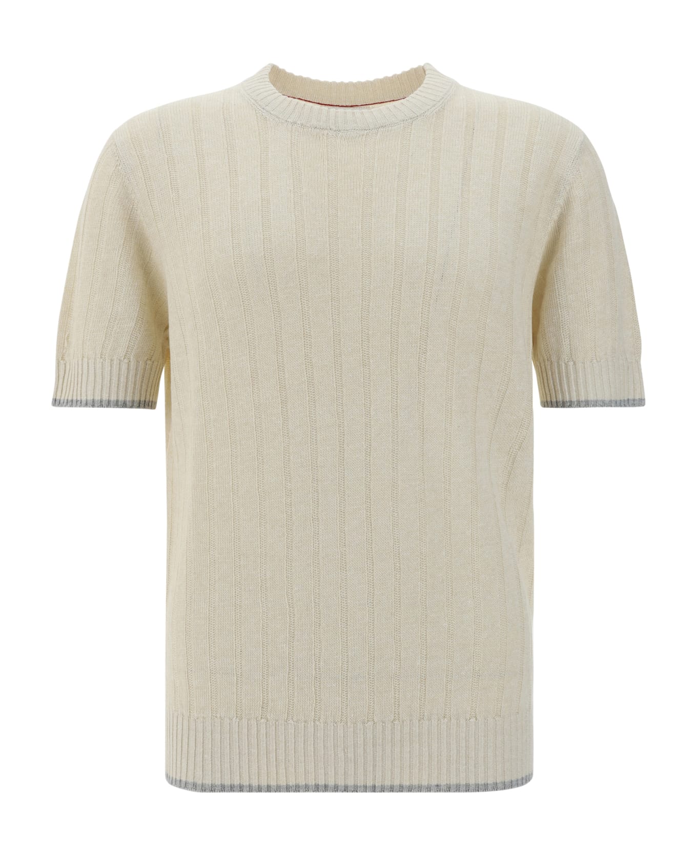 Brunello Cucinelli Linen T-shirt - Corda+grigio Chiaro