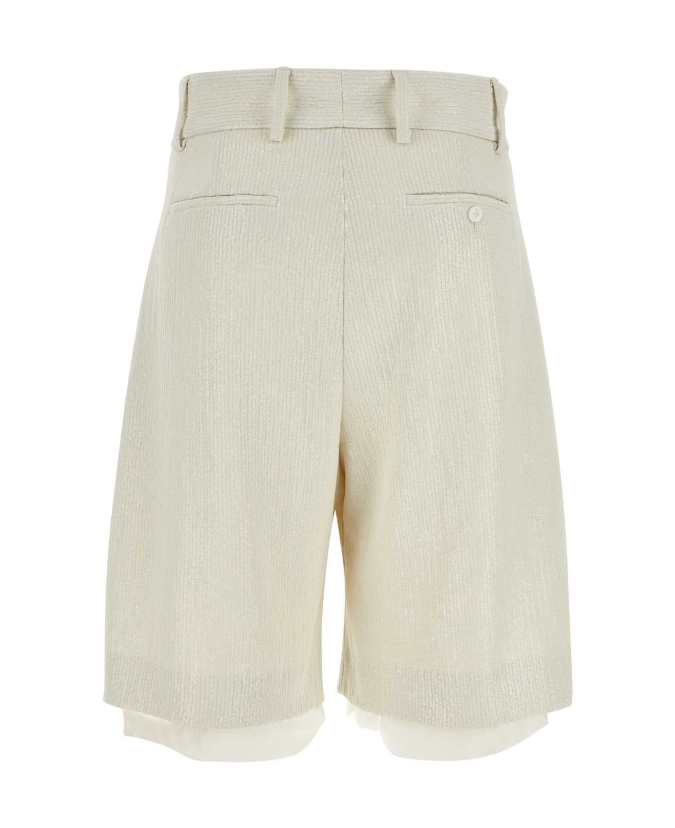 AMIRI Ivory Stretch Polyester Bermuda Shorts - WHITE