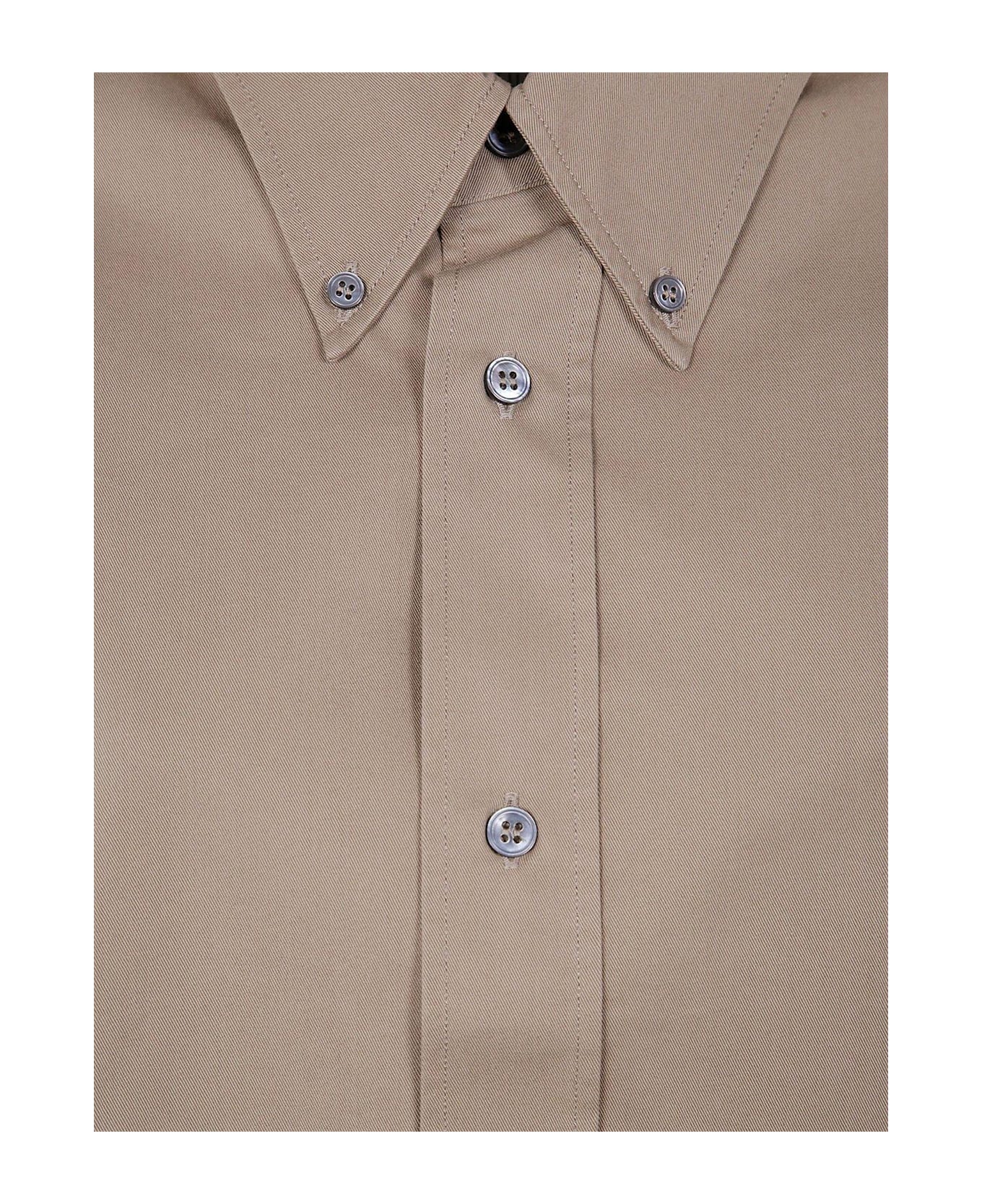 Studio Nicholson Logo Embroidered Long Sleeved Shirt - Brown