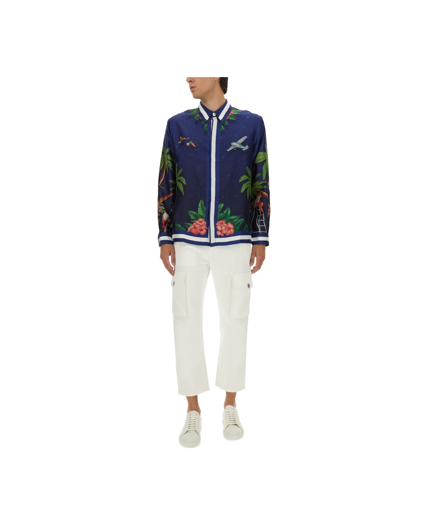 Casablanca "surf Club Midnight" Print Shirt - BLUE