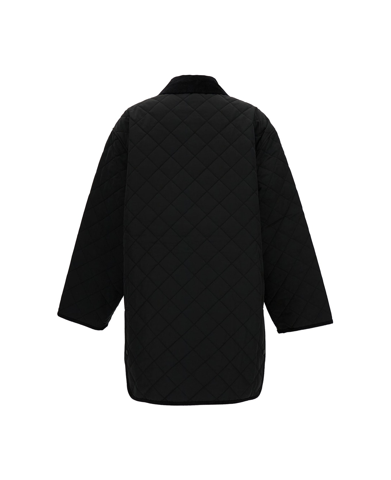 Totême Black Jacket With Collar And Oversized Pockets In Quilted Fabric Woman - Black