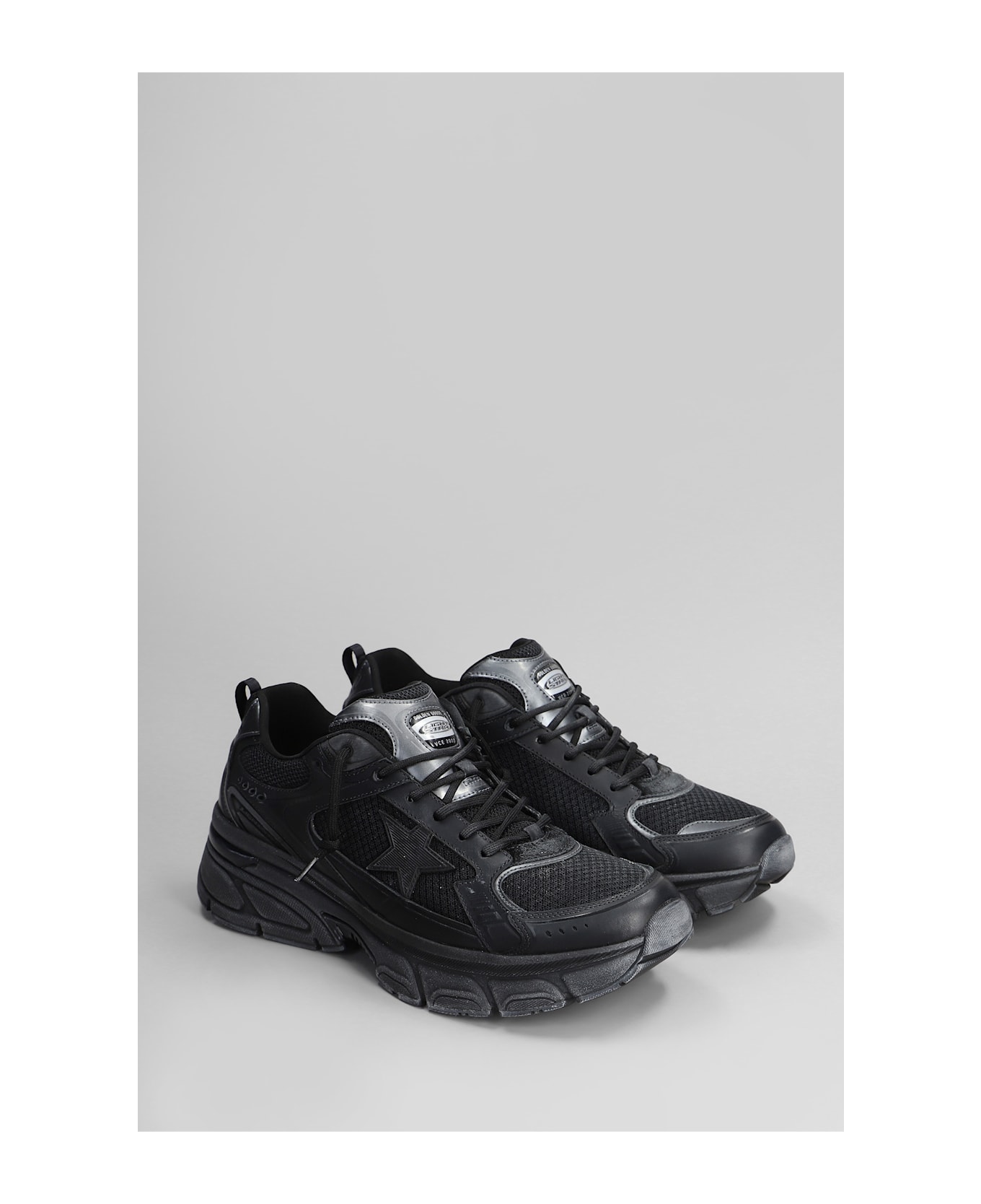 Golden Goose Light Star Sneakers In Black Leather And Fabric - black