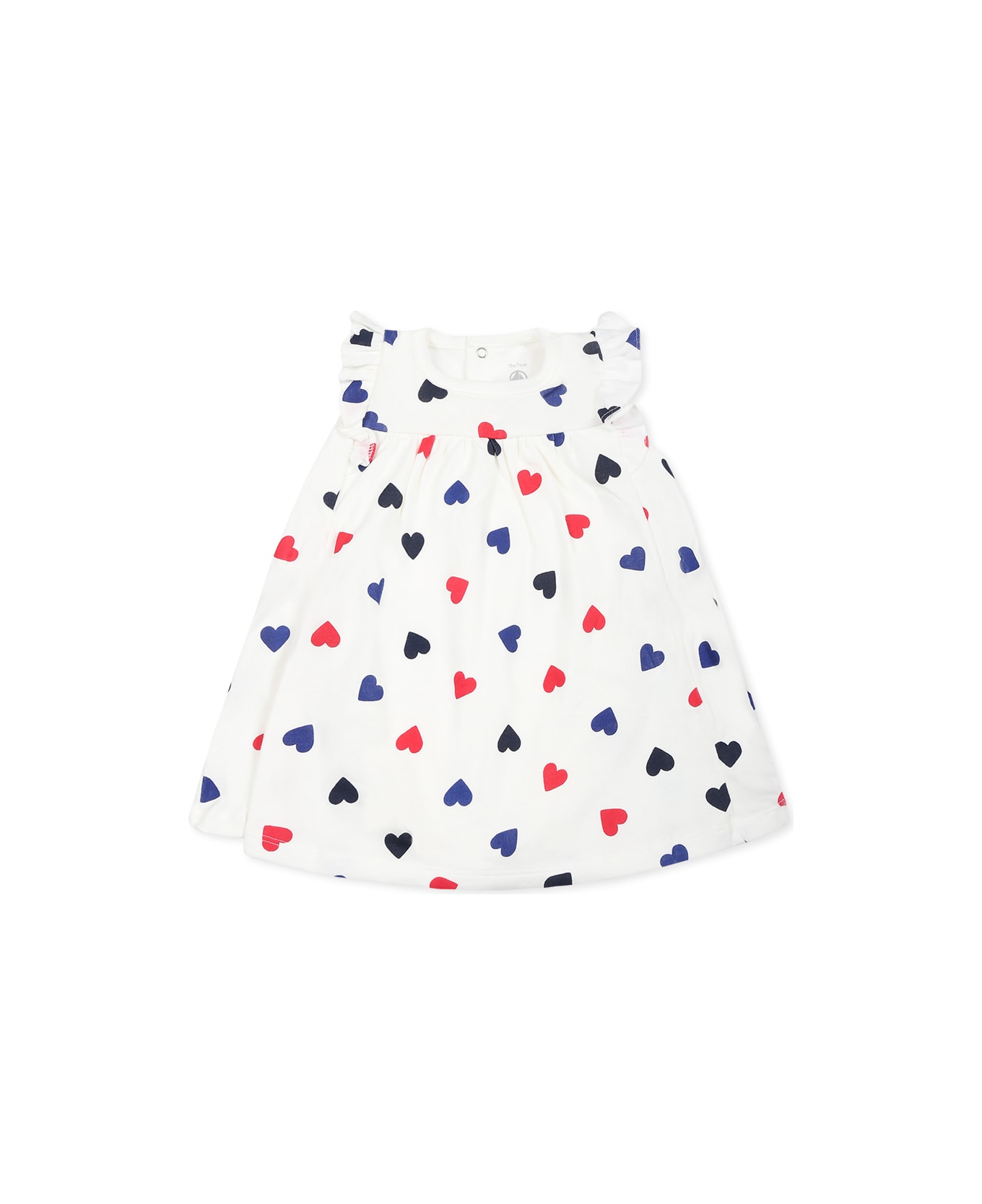 Petit Bateau White Dress For Baby Girl With Hearts - White