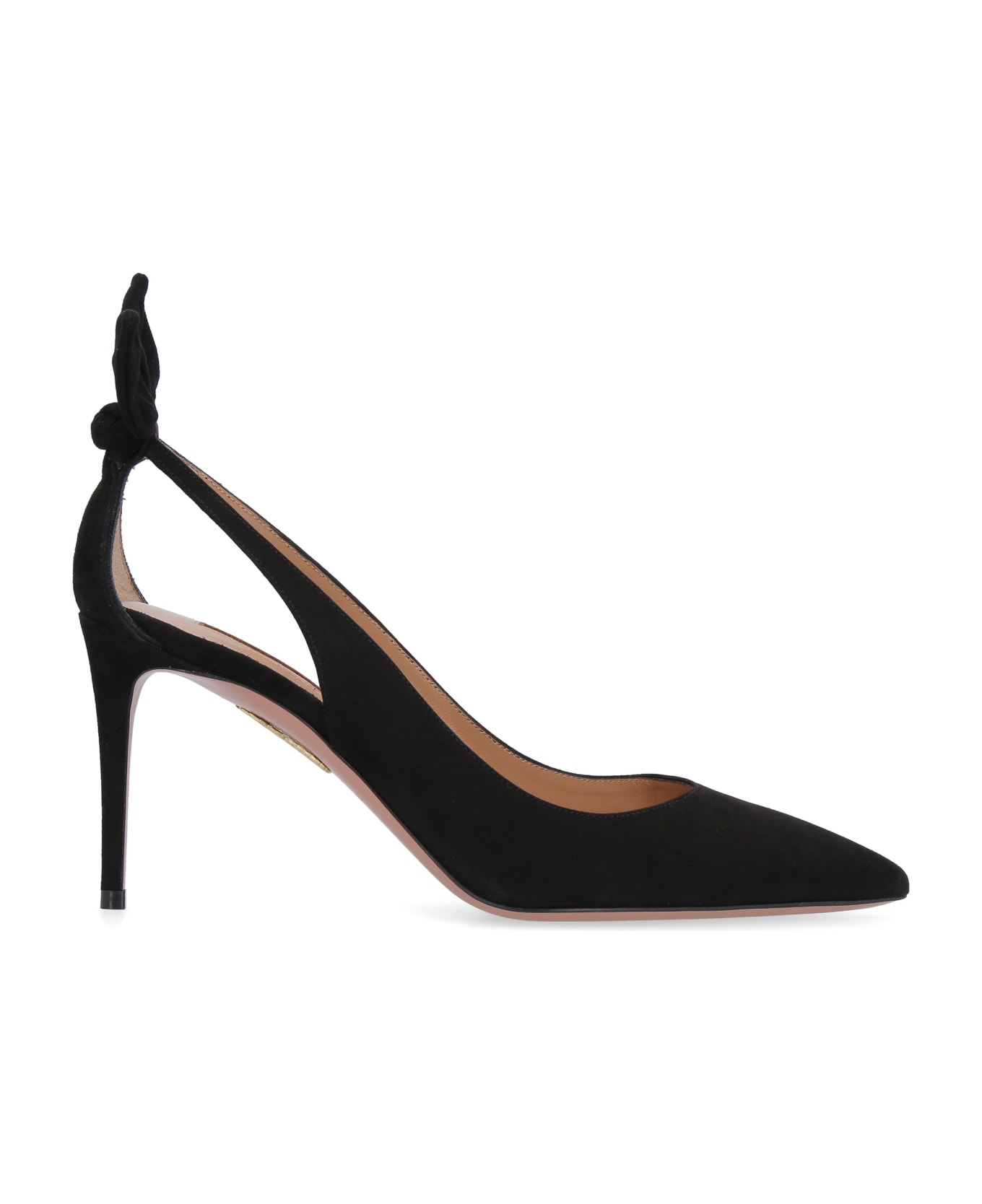 Aquazzura Deneuve Suede Ponty-toe Pumps - BLACK