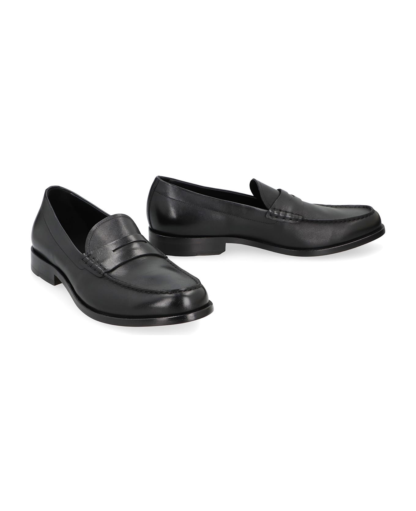 Hugo Boss Penny Loafers In Smooth Leather - black