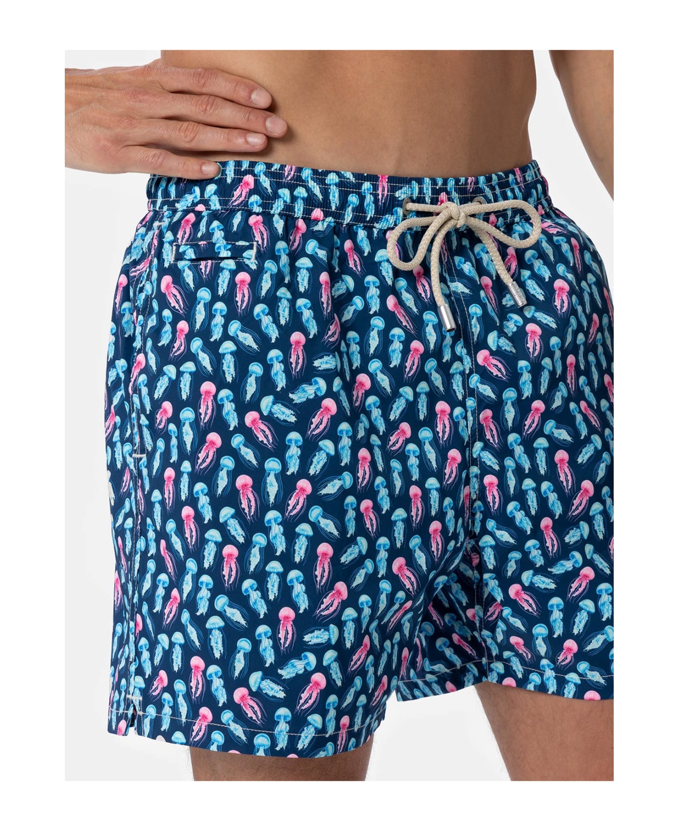 MC2 Saint Barth Comfort Light Classic Stretch Swim Shorts With Jellyfishes Print - BLUE