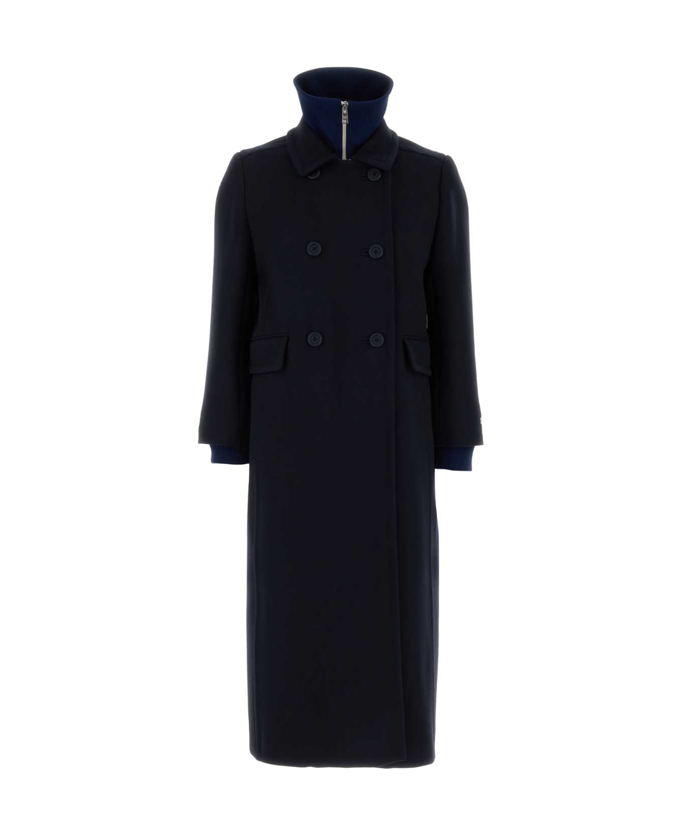 Prada Navy Blue Wool Coat - BLEU
