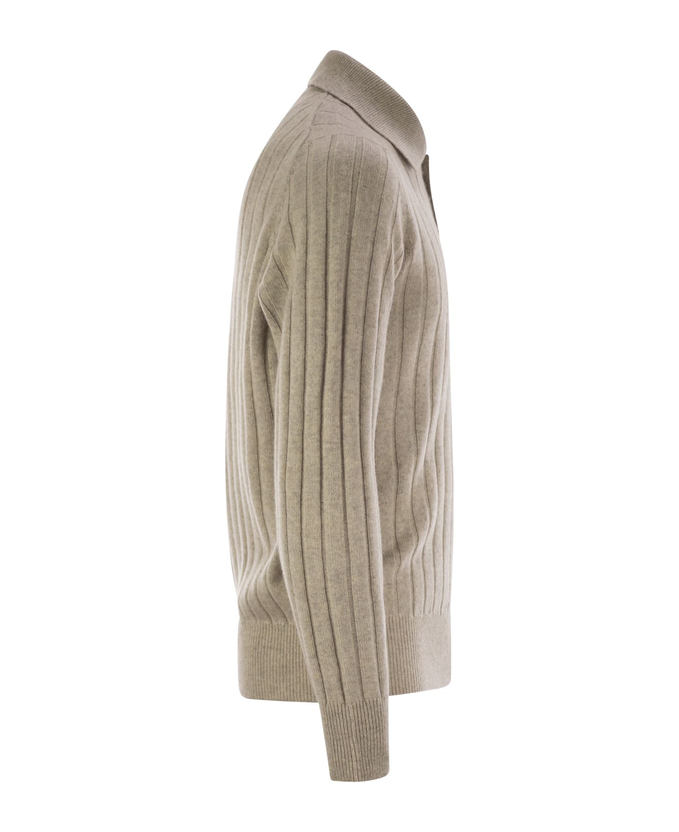 Brunello Cucinelli Cashmere Knit Polo Shirt - Stone