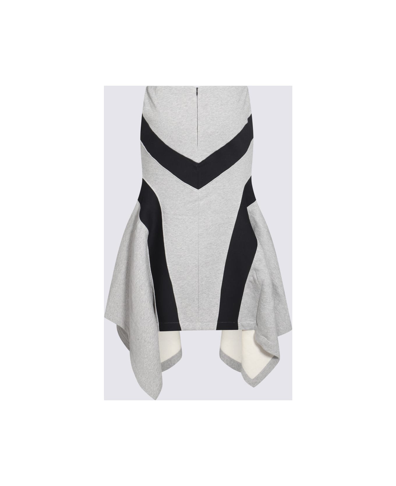 The Attico Asymmetrical Long Skirt - GREY MELANGE + BLACK
