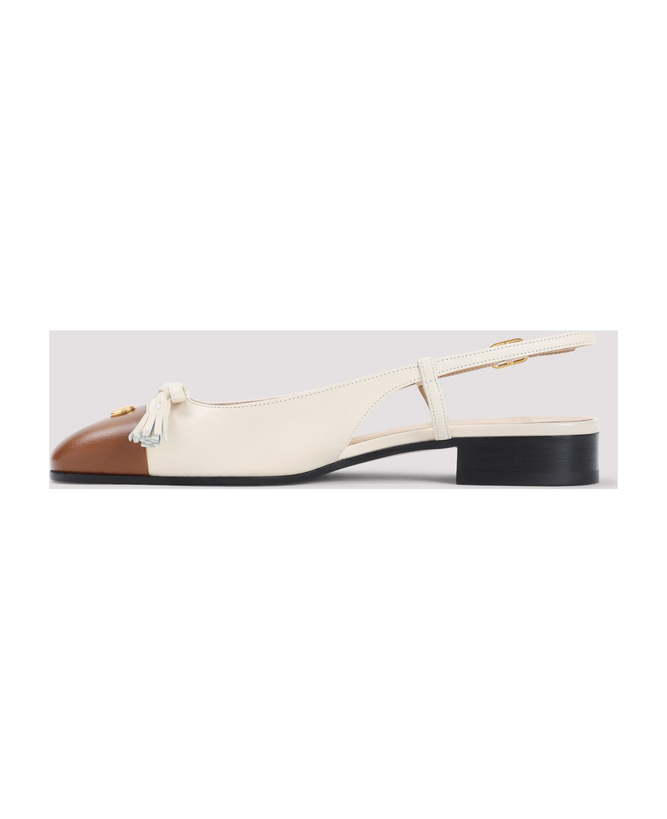 Valentino Garavani Leather Ballerinas - Aha Butter White Tobacco