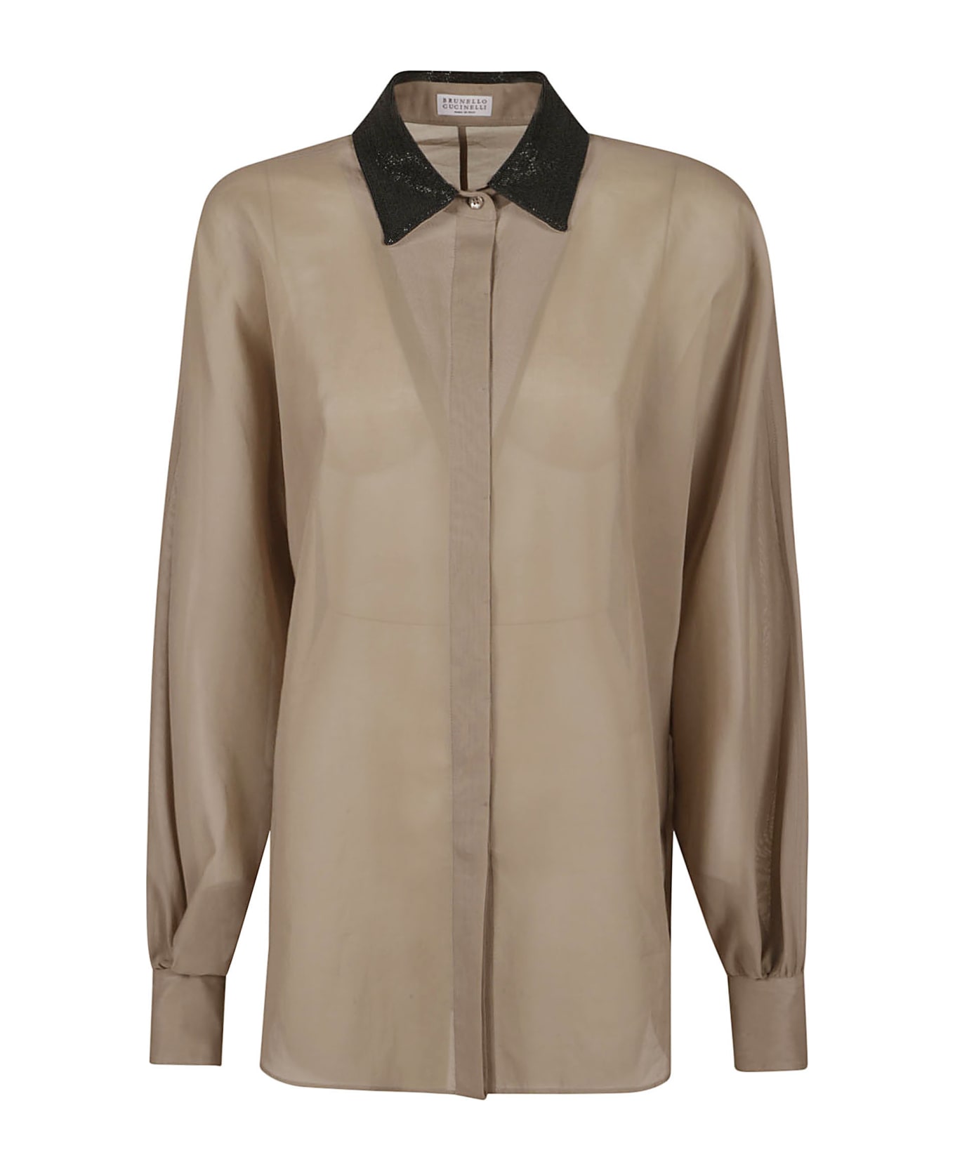 Brunello Cucinelli Embellished Collar Shirt - Cofee シャツ