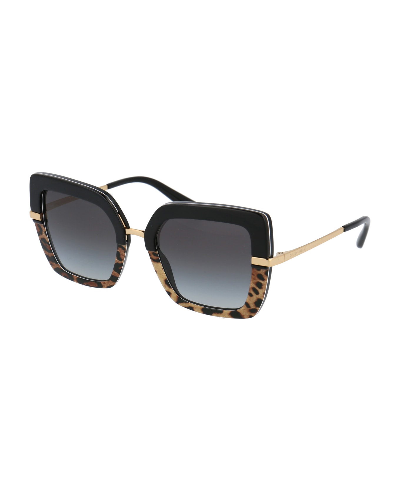 Dolce & Gabbana Eyewear 0dg4373 Sunglasses - 32448G TOP BLACK ON PRINT LEO/BLACK