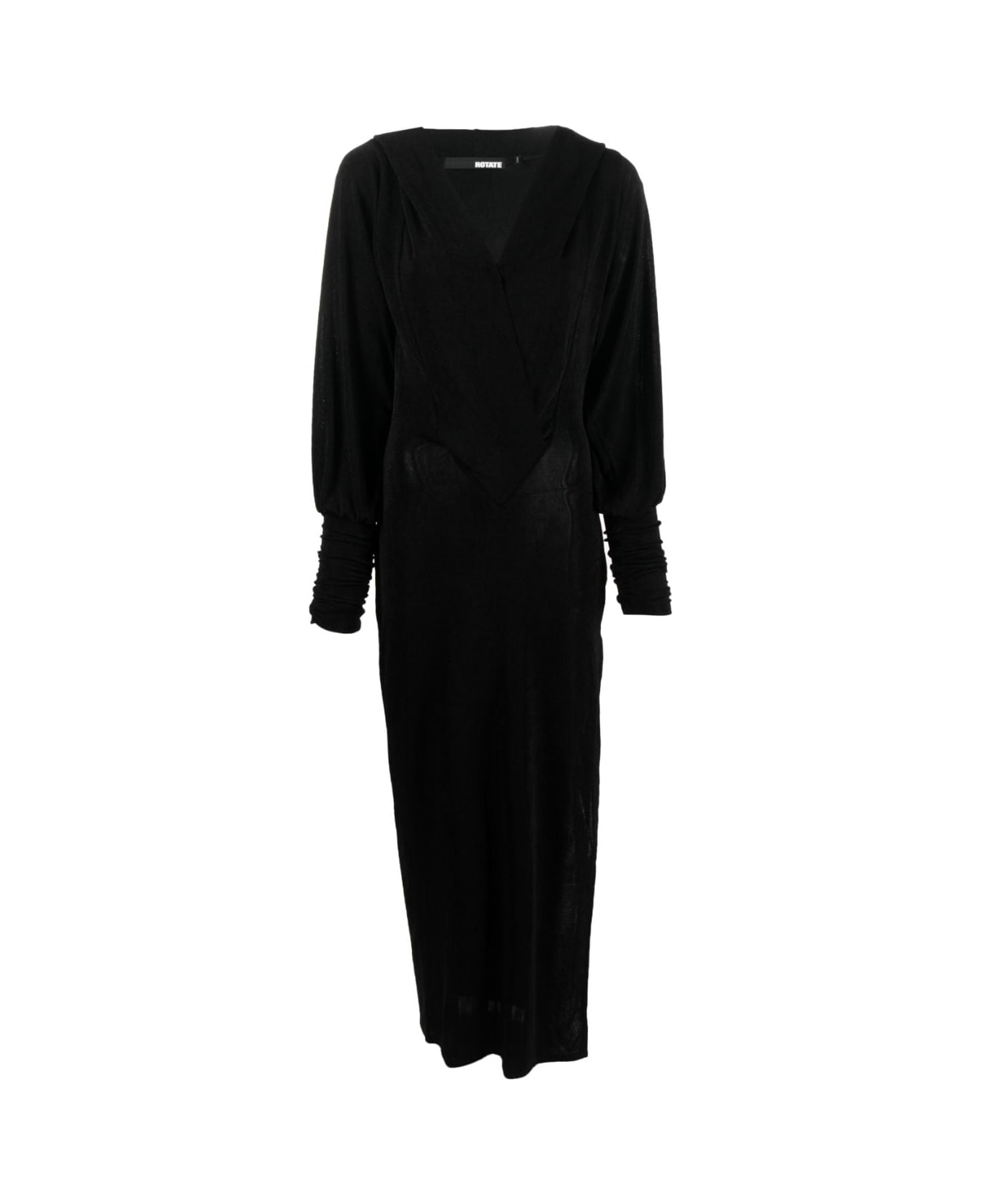 Rotate by Birger Christensen Slinky Maxi Hooded Dress - Black