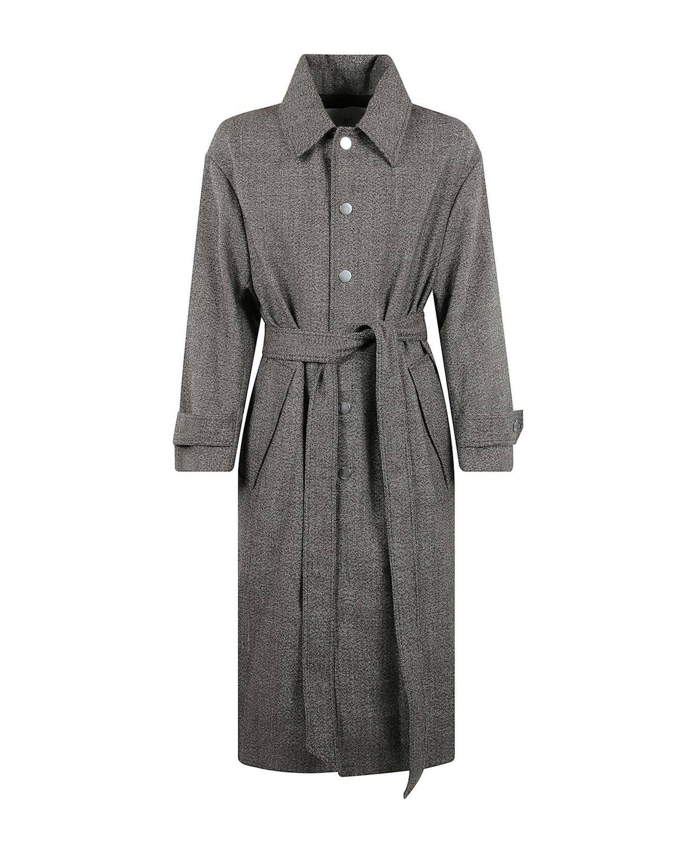 Ami Alexandre Mattiussi Paris Long-sleeved Belted Coat - Brown