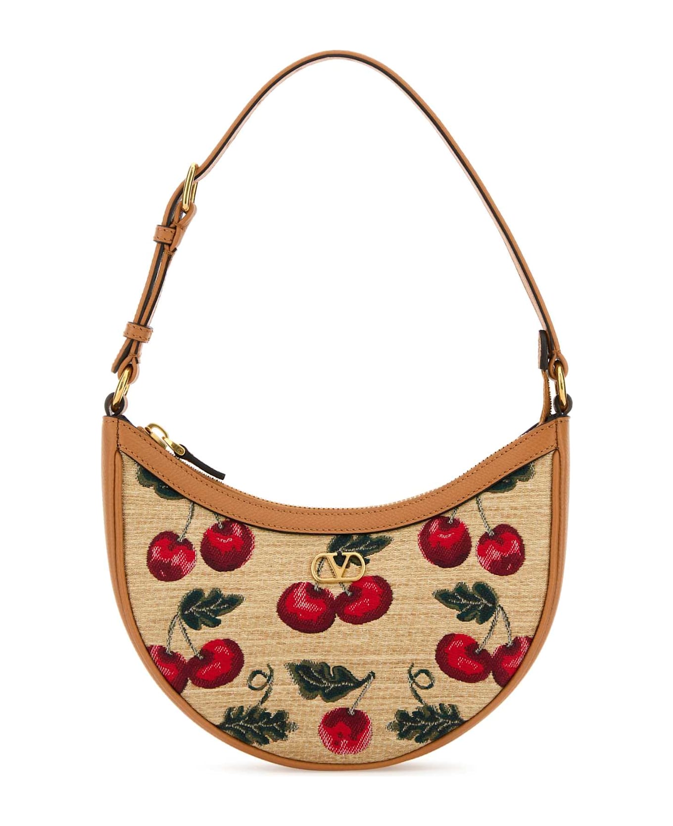Valentino Garavani Embroidered Raffia Mini Vlogo Signature Shoulder Bag - NATURALEMULTICOLORNATURALCAMEL