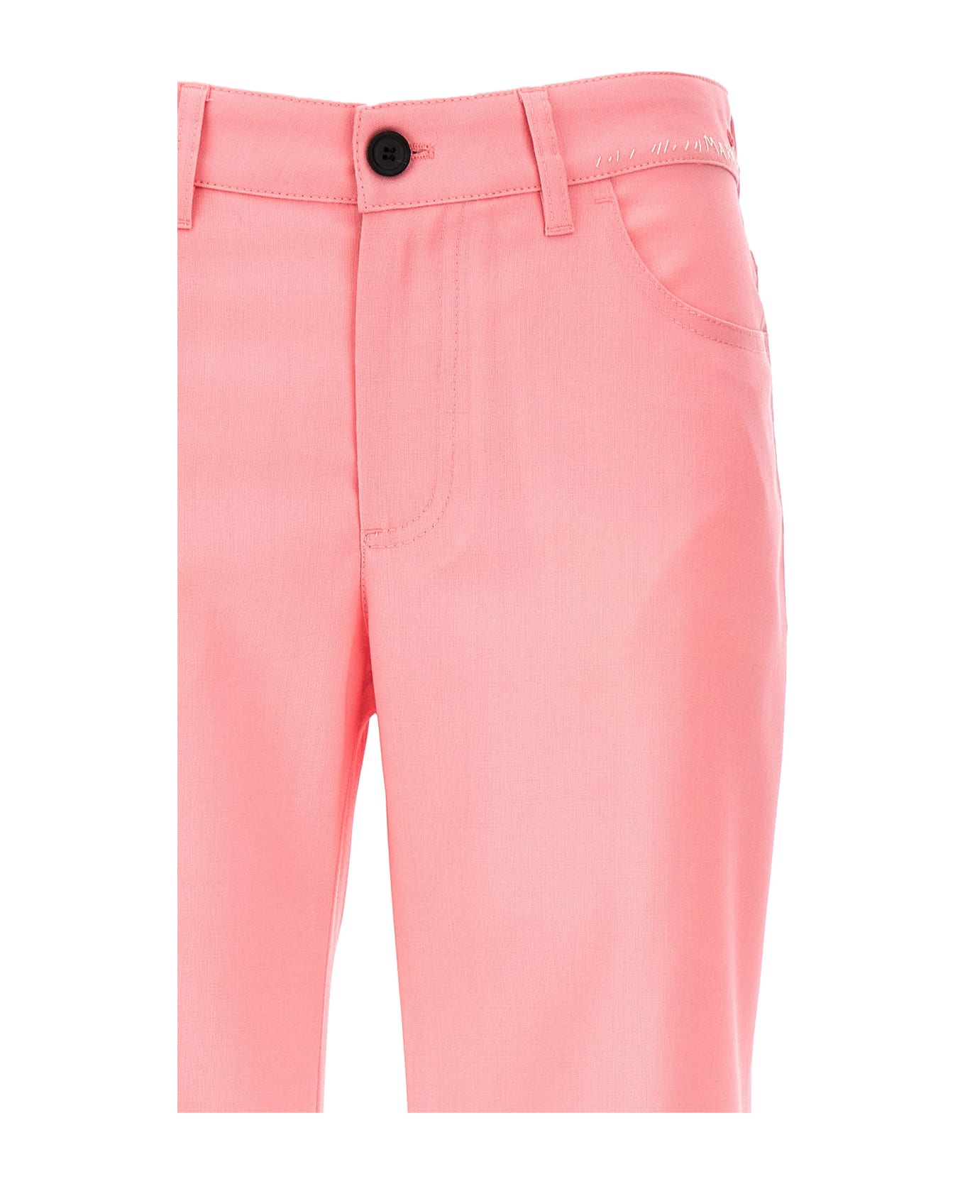 Marni Logo Embroidery Wool Trousers - Pink Gummy