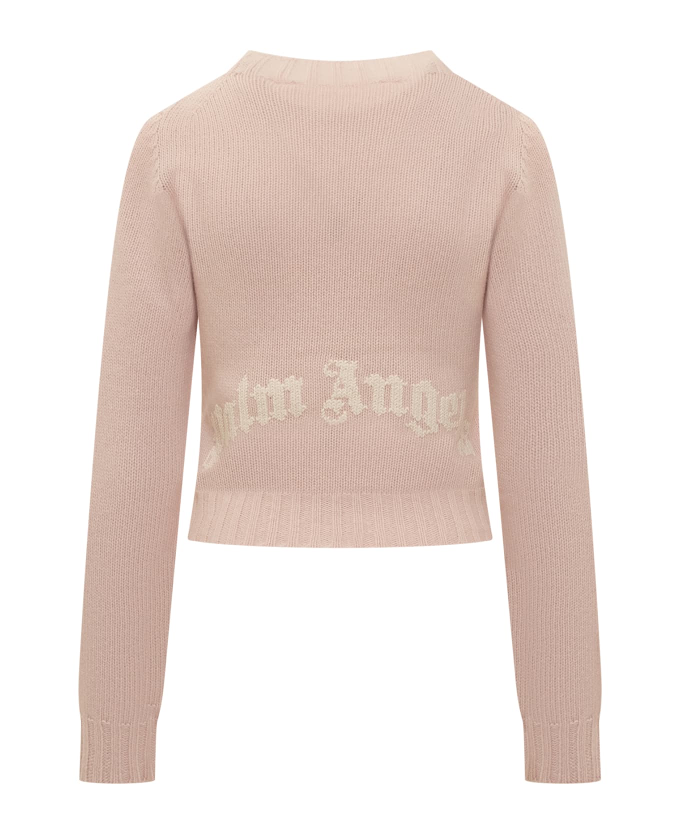 Palm Angels Sweater With Logo On The Back - PINK WHITE ニットウェア