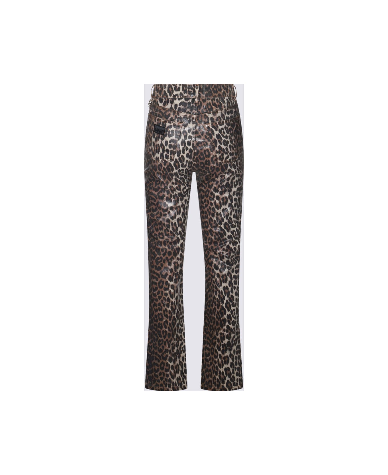 Ganni Leopard Cotton Jeans - BROWN/NEUTRALS