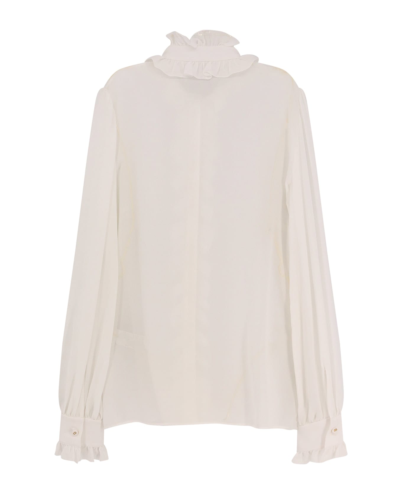 Dolce 
Gabbana Silk Shirt With Rouches Detail - White