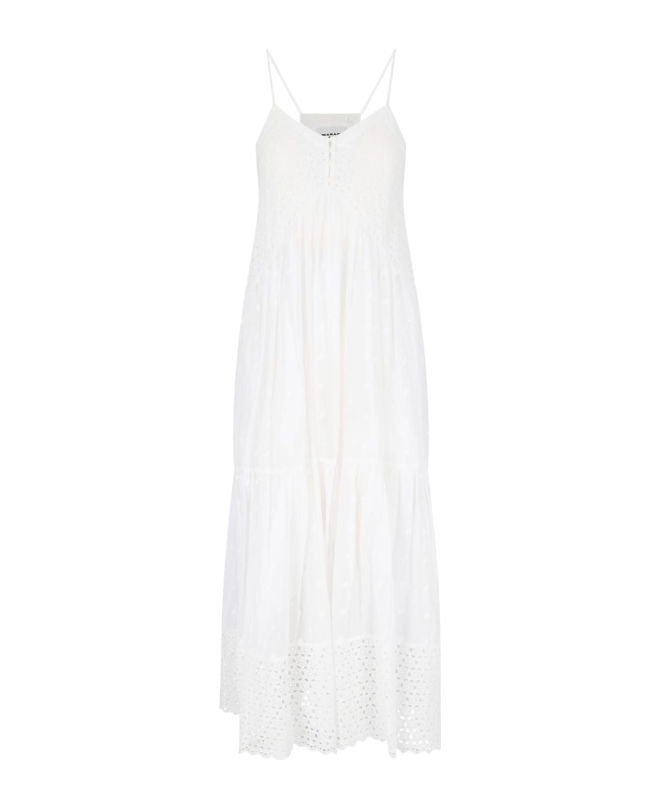 Marant Étoile Maxi Dress In Sangallo - White