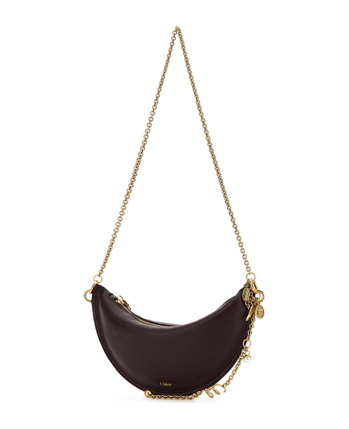 Chloé Aubergine Leather Mini Halfmoon Shoulder Bag - GRENAT トートバッグ