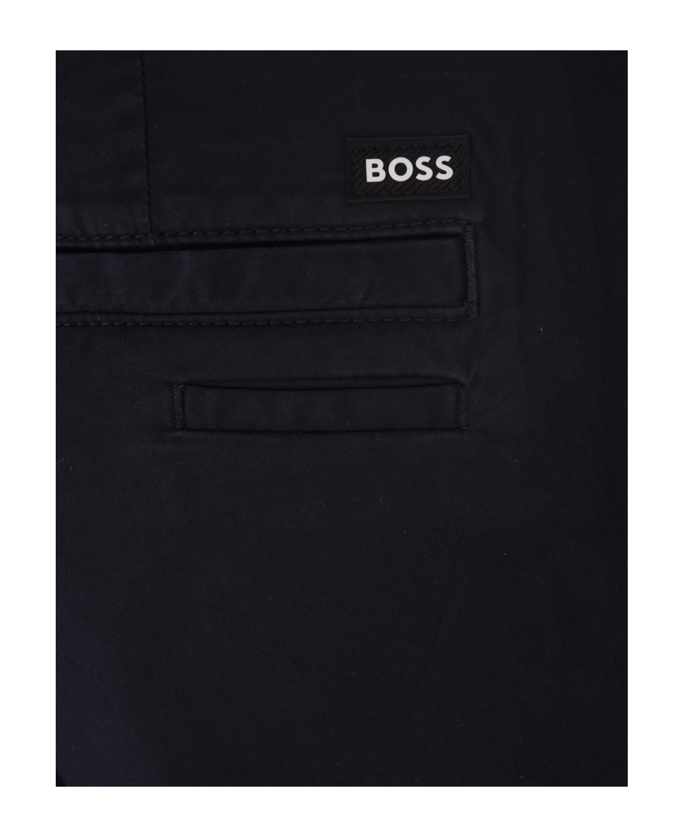 Hugo Boss Slim Fit Chino Trousers In Navy Blue Stretch Gabardine - Blue