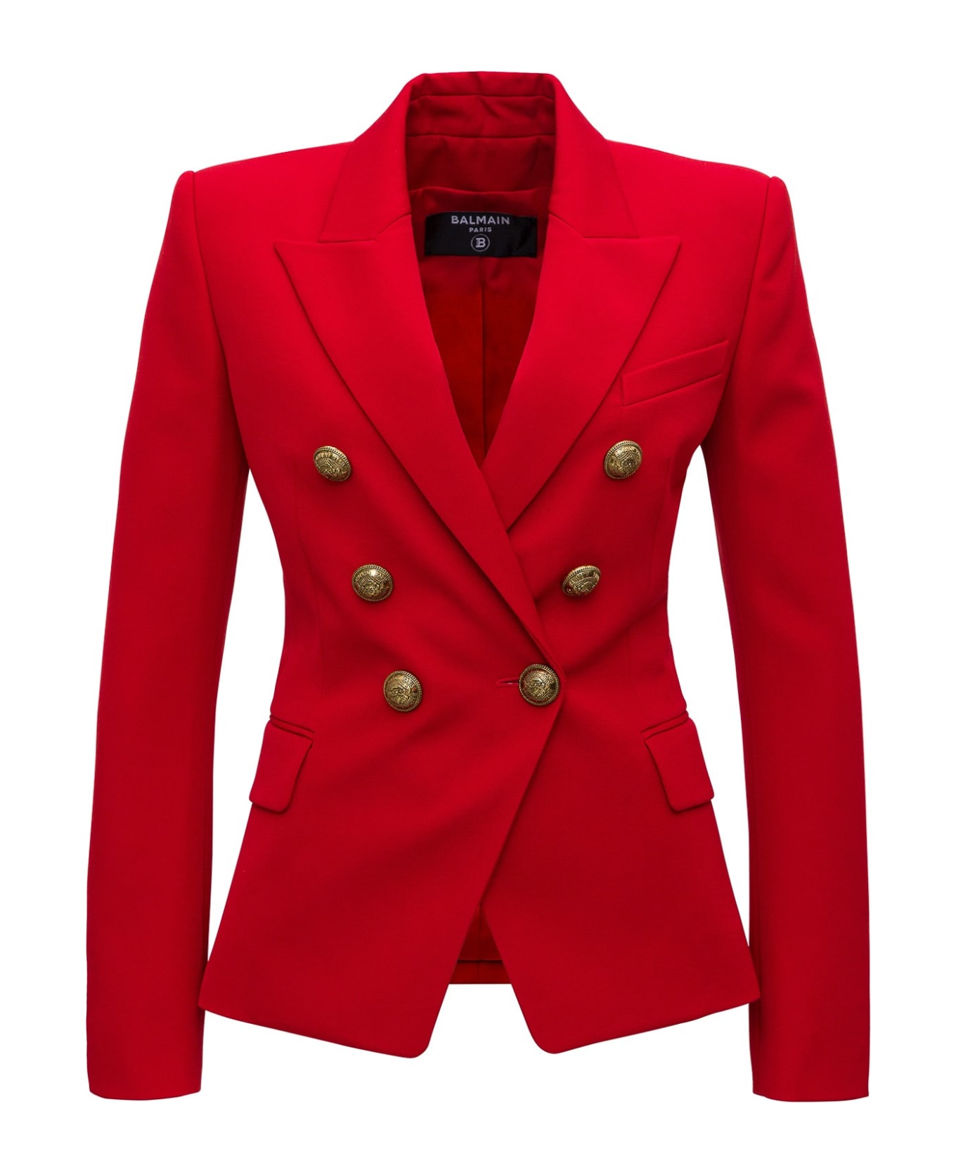 Balmain Six Button Blazer - Red