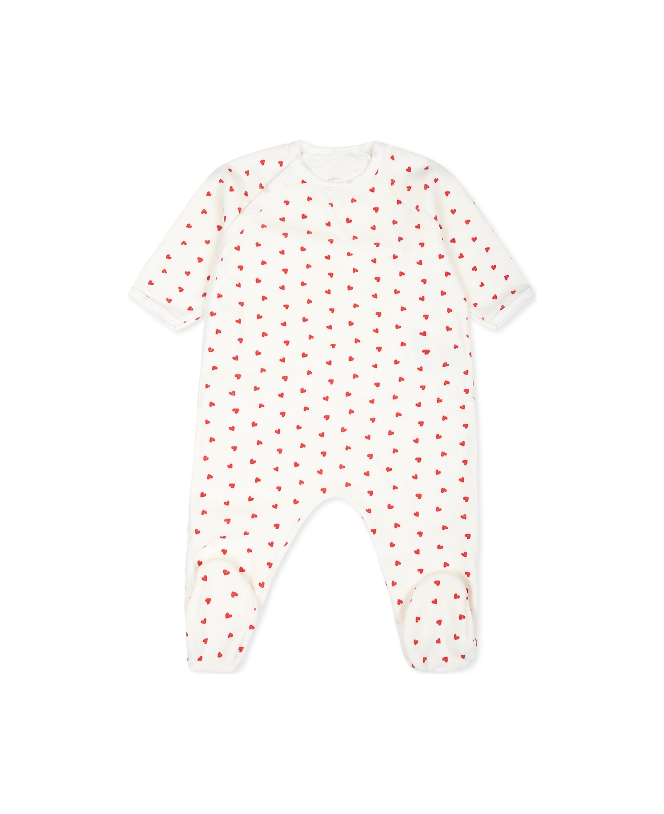 Petit Bateau White Babygrow For Babykids With Hearts - White