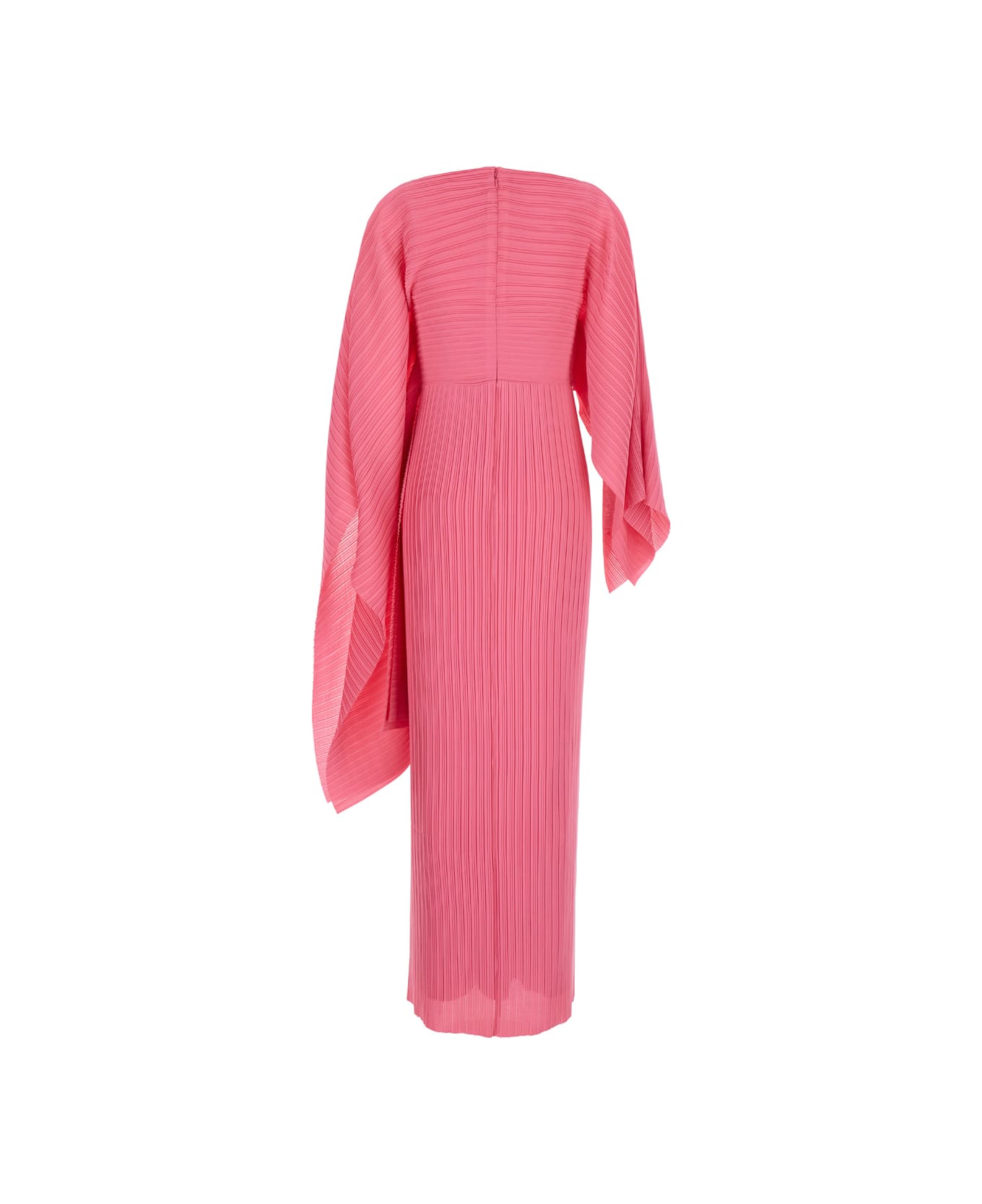 Solace London 'adami' Maxi Pink Asymmetric Dress In Pleated Chiffon Woman - Light pink