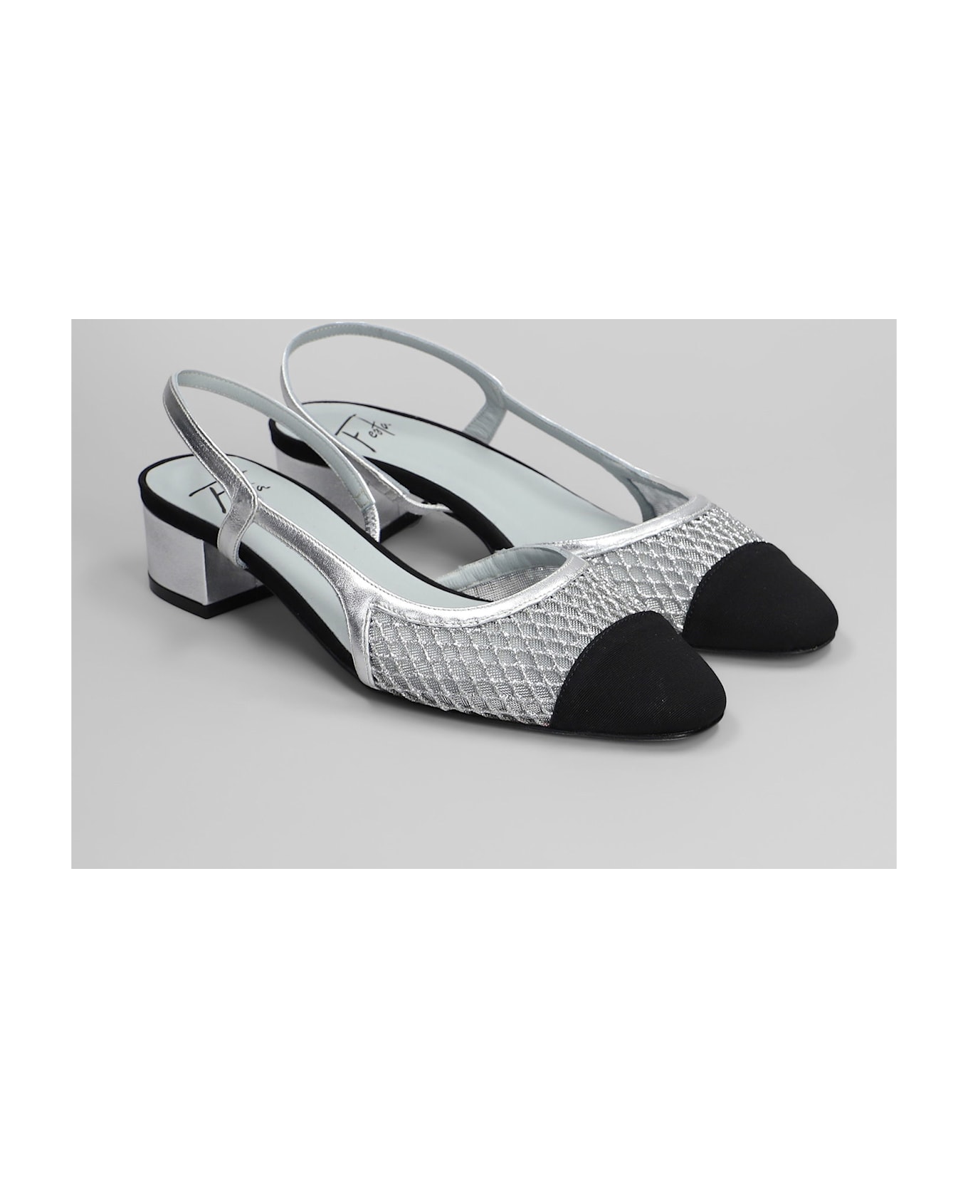 Roberto Festa Ninfa Pumps In Silver Leather And Fabric - silver