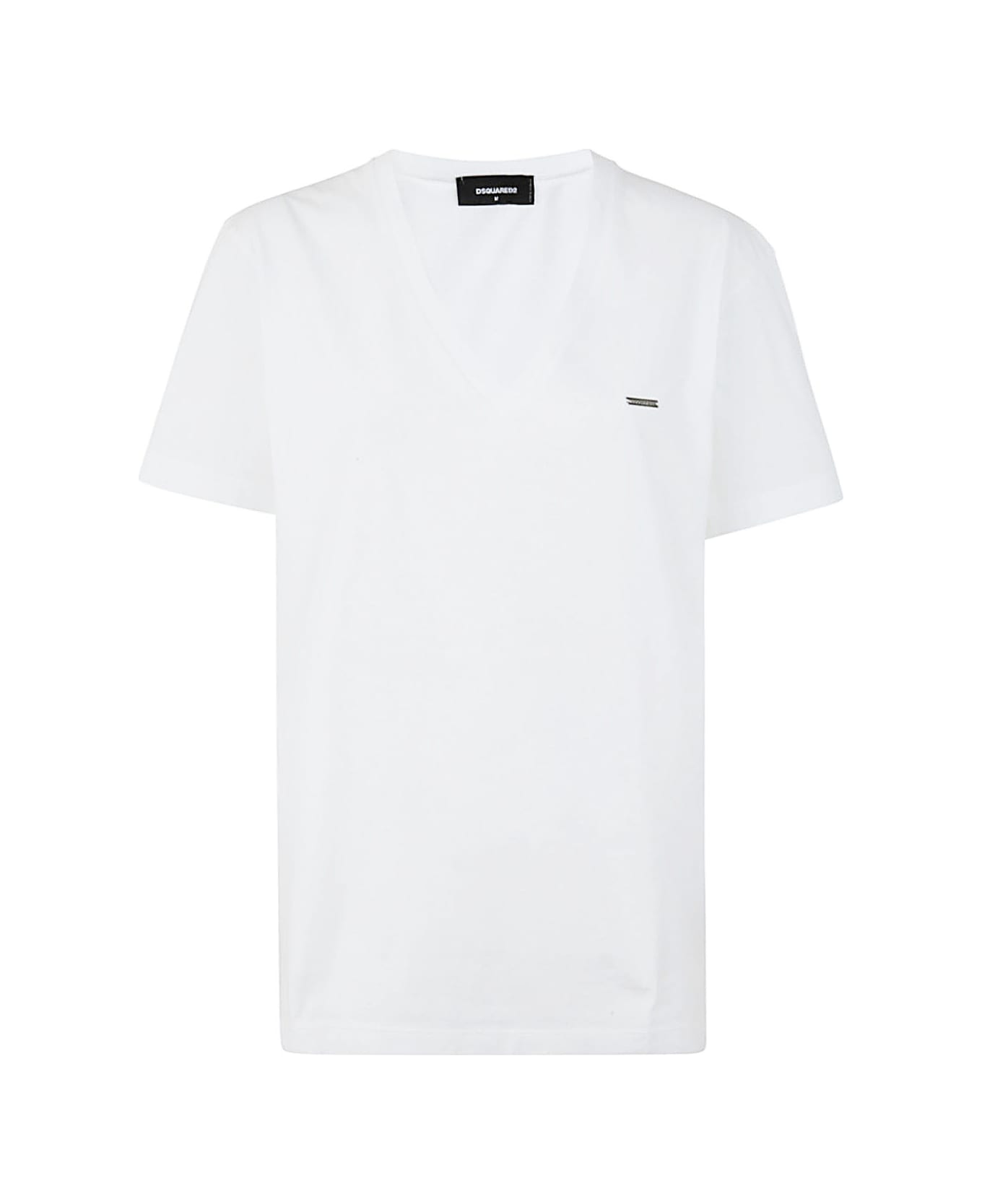 Dsquared2 Logo Plaque V-neck T-shirt - White
