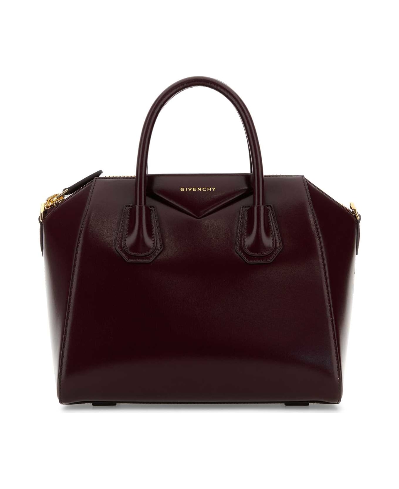 Givenchy Burgundy Leather Small Antigona Handbag - BURGUNDY