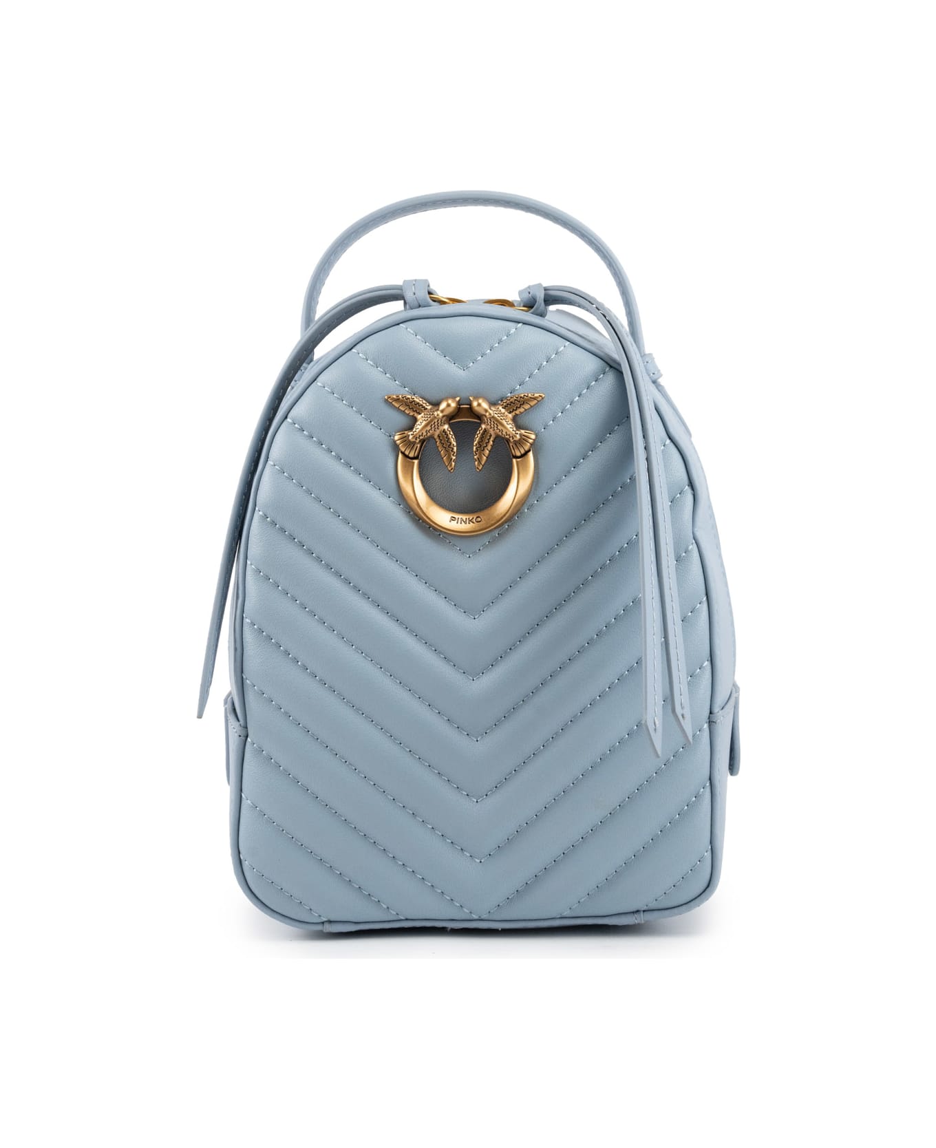 Pinko Love Bag Mini Backpack In Matelasse' Leather - Celeste