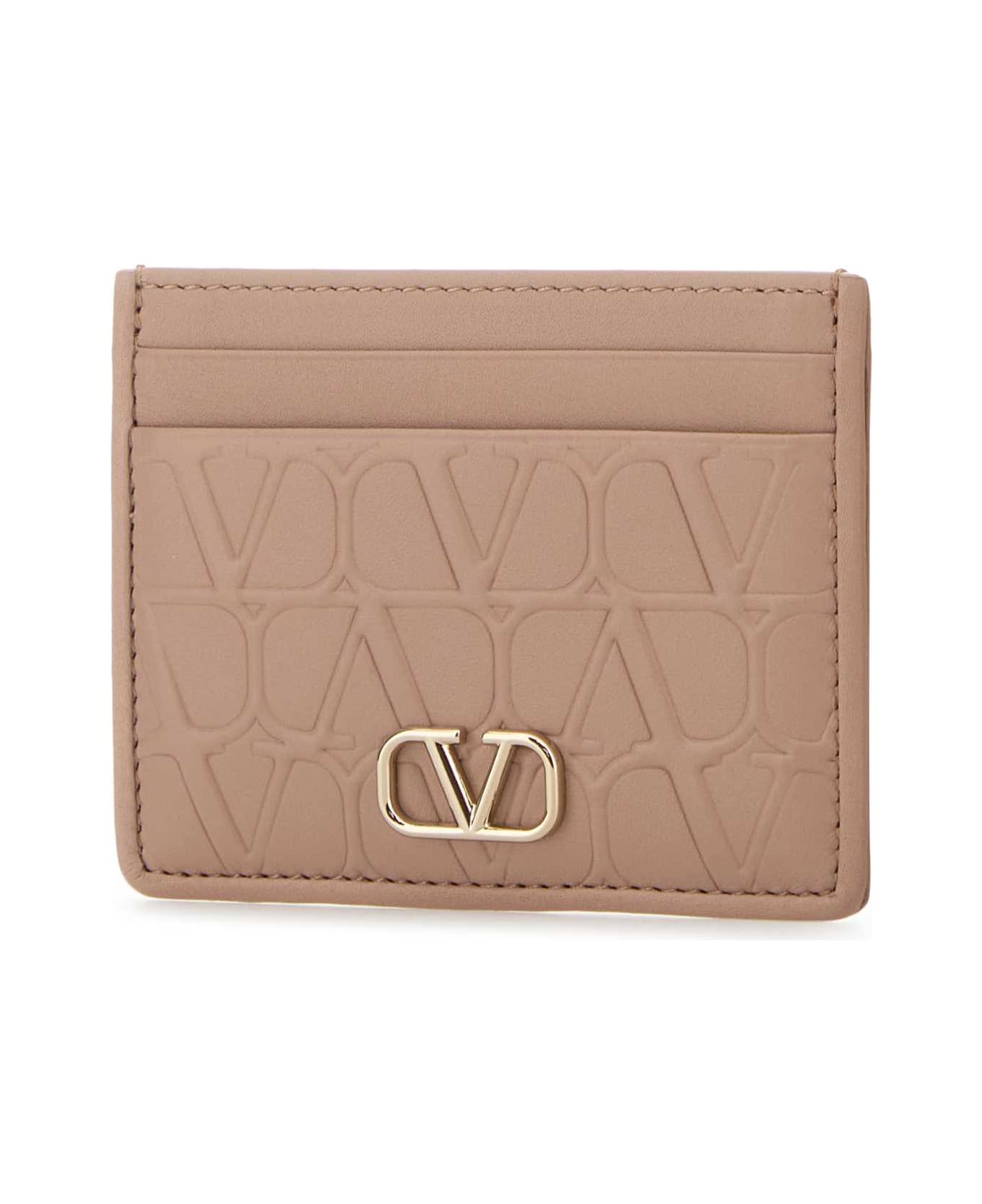 Valentino Garavani Powder Pink Leather Vlogo Card Holder - ROSECANNELLE