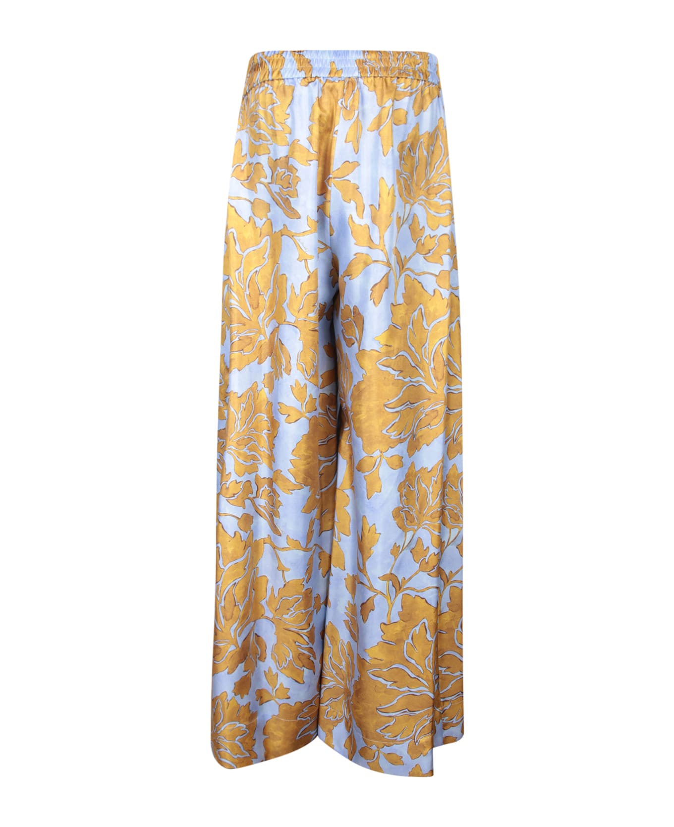 La DoubleJ Tangle Light Blue Gold Palazzo Pants - Blue