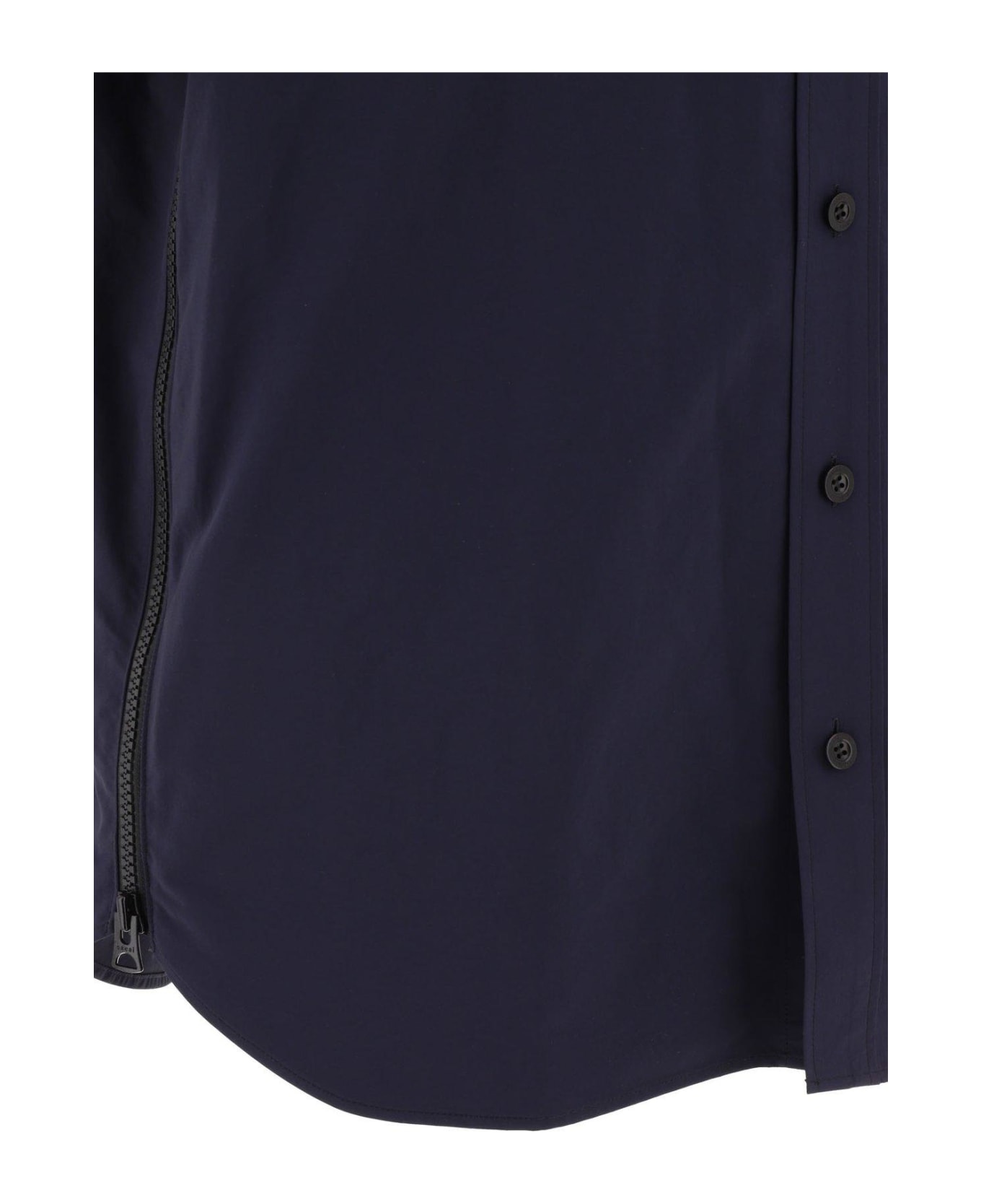 Sacai Zip-pocket Detailed Short Sleeved Buttoned Shirt - Navy