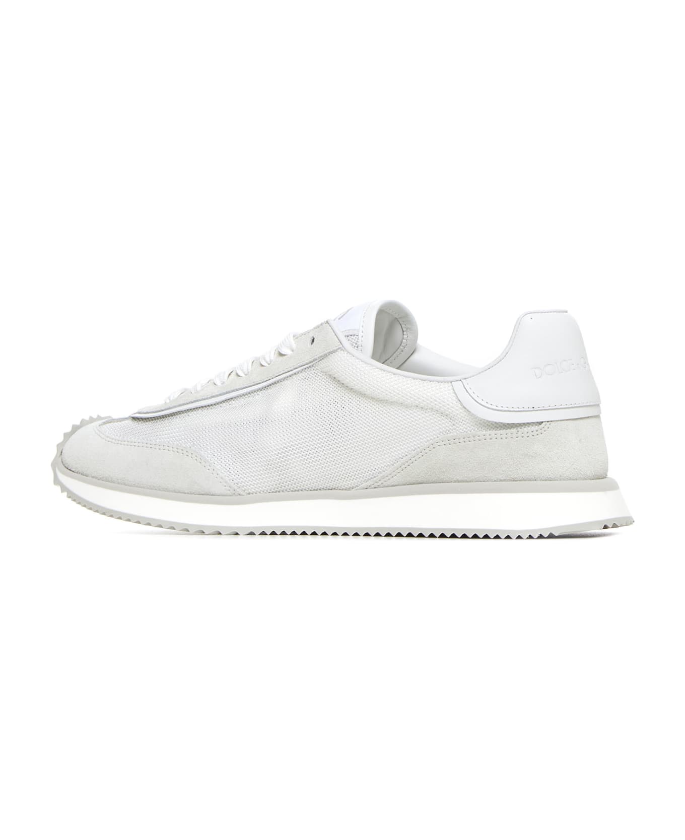 Dolce & Gabbana Two-tone Suede And Mesh Dg Aria Sneakers - WHITELIGHTGREY